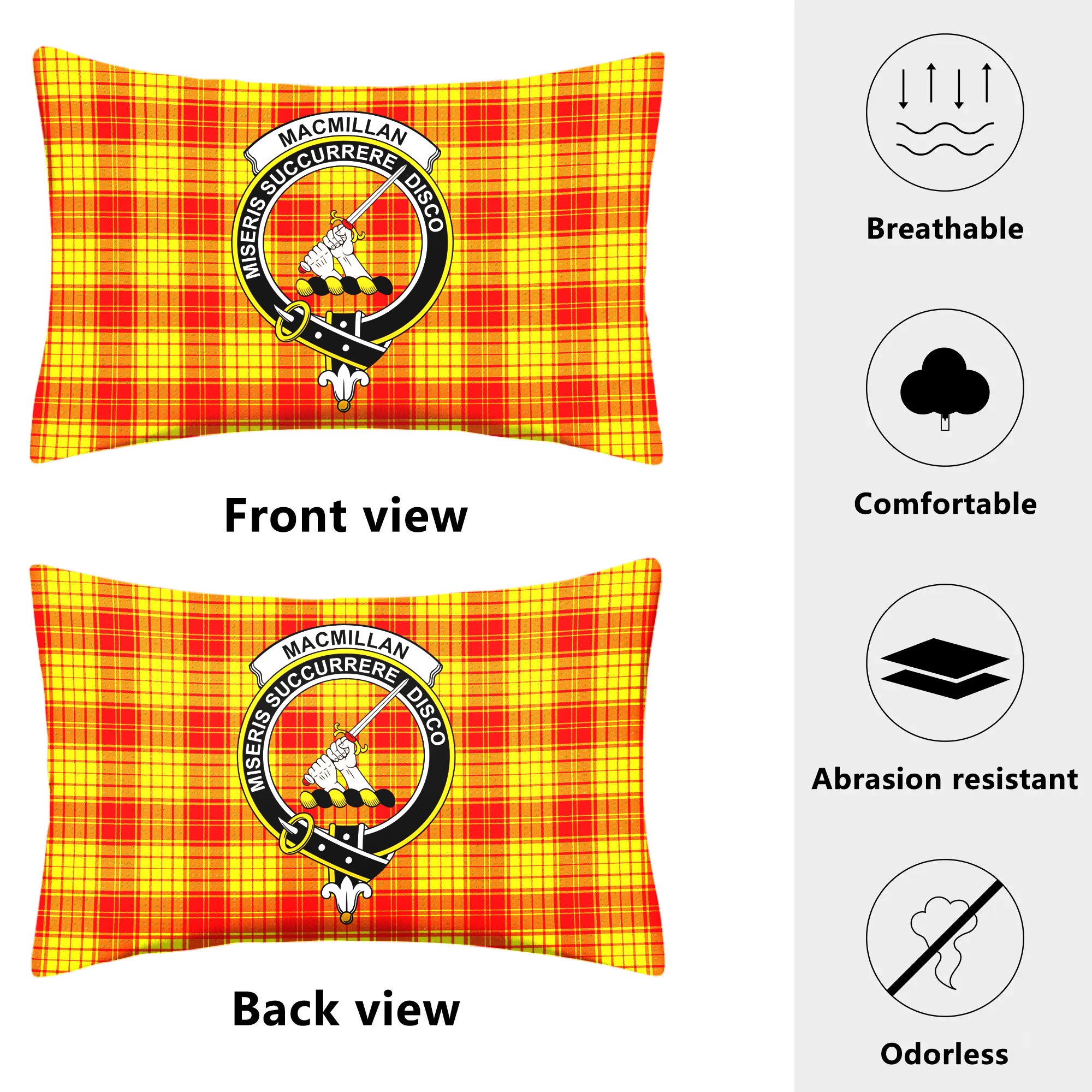 MacMillan Clan Tartan Crest Pillow Cover