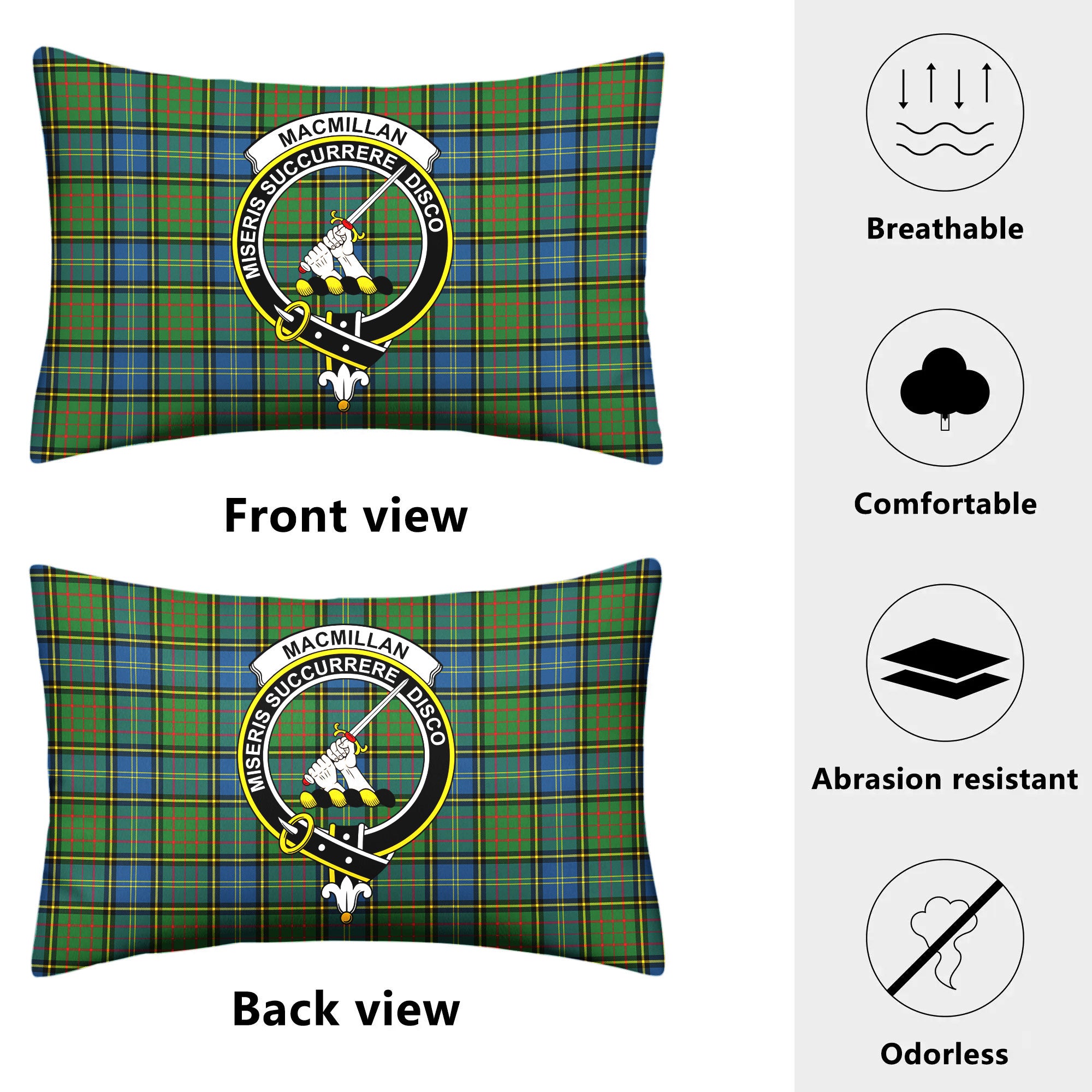 MacMillan Hunting Ancient Tartan Crest Pillow Cover