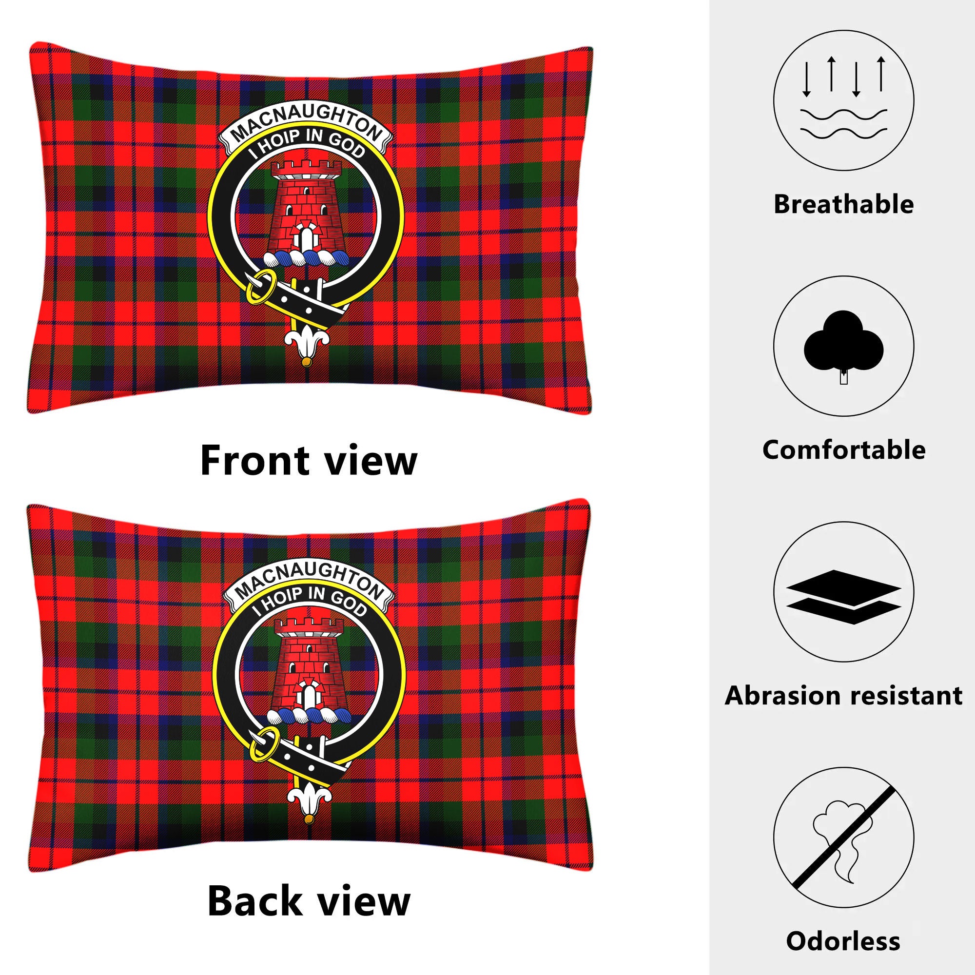 MacNaughton Modern Tartan Crest Pillow Cover