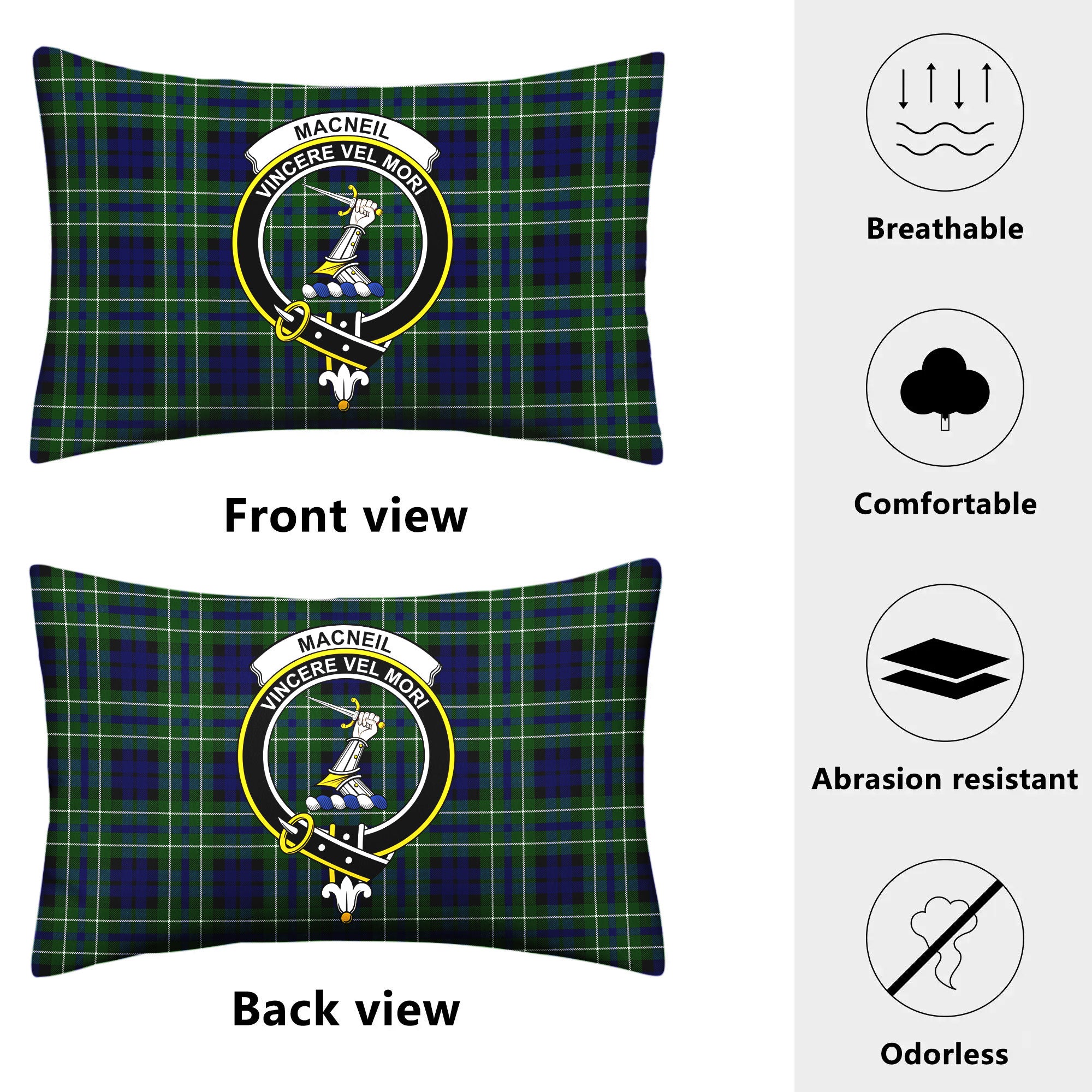 MacNeil of Colonsay Modern Tartan Crest Pillow Cover