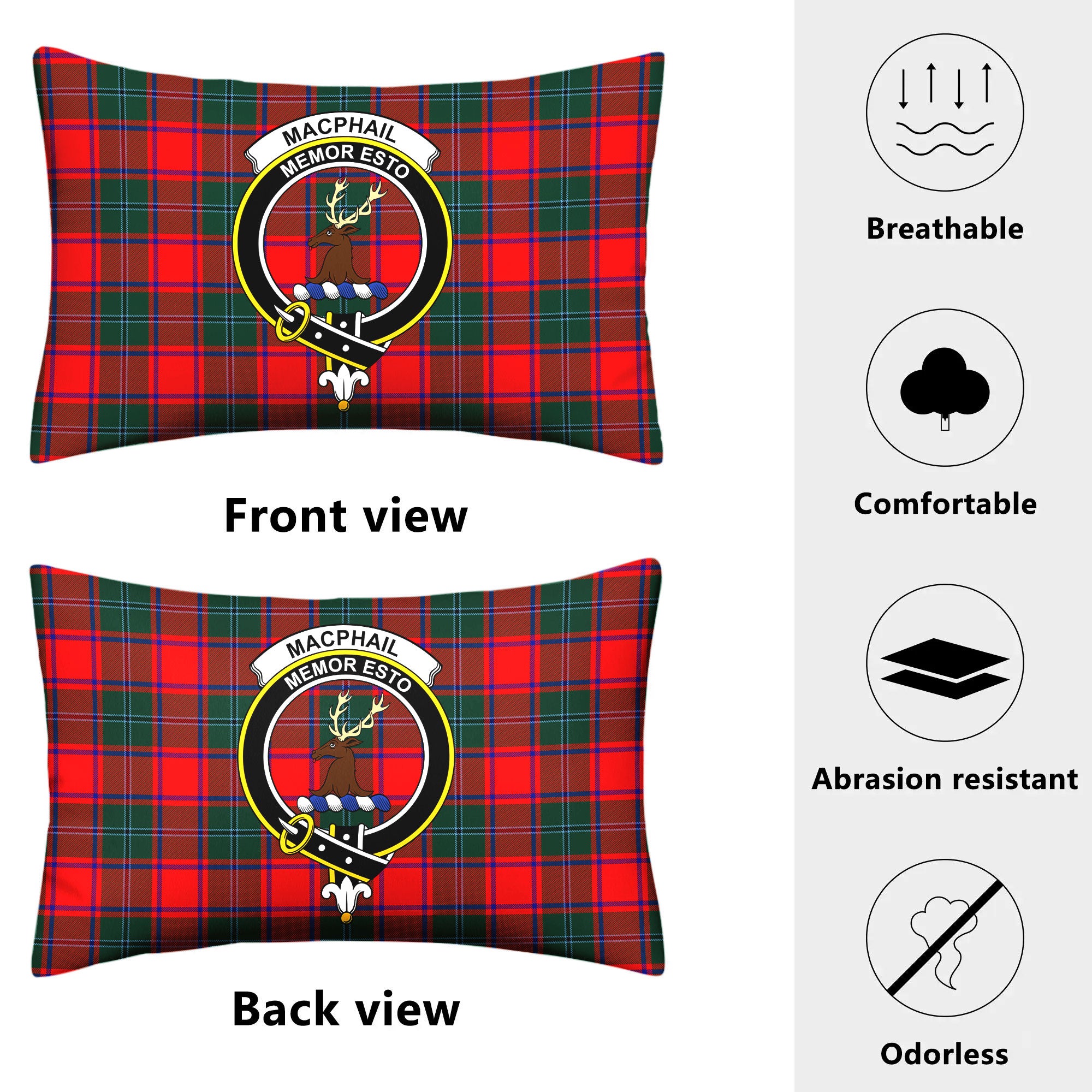 MacPhail Clan Tartan Crest Pillow Cover