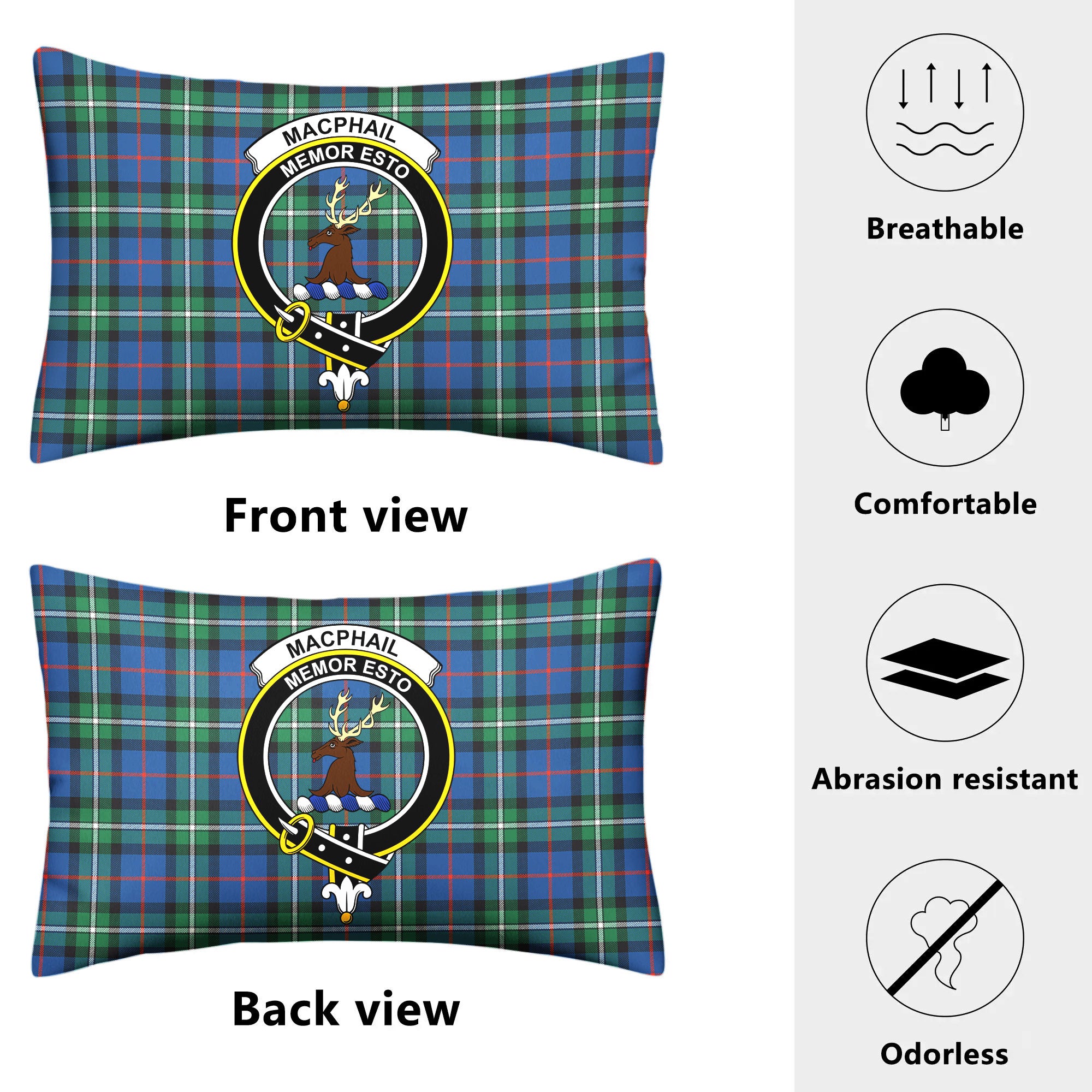 MacPhail Hunting Ancient Tartan Crest Pillow Cover