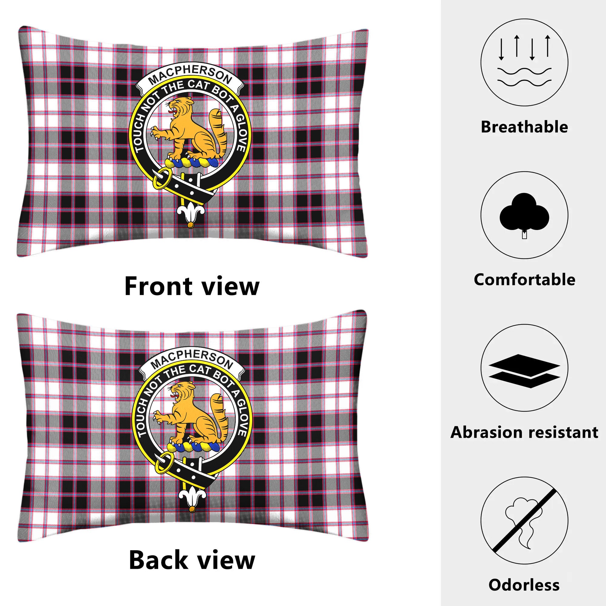 MacPherson Hunting Modern Tartan Crest Pillow Cover