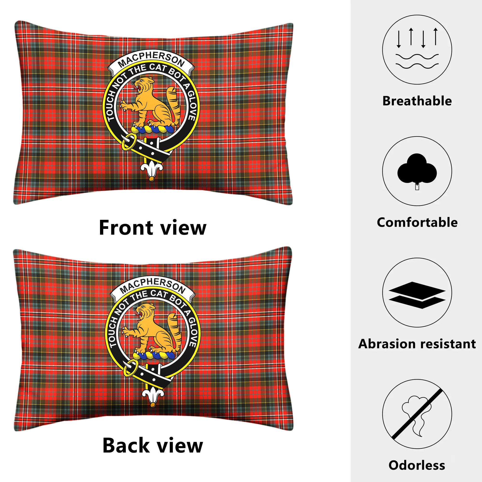 MacPherson Weathered Tartan Crest Pillow Cover