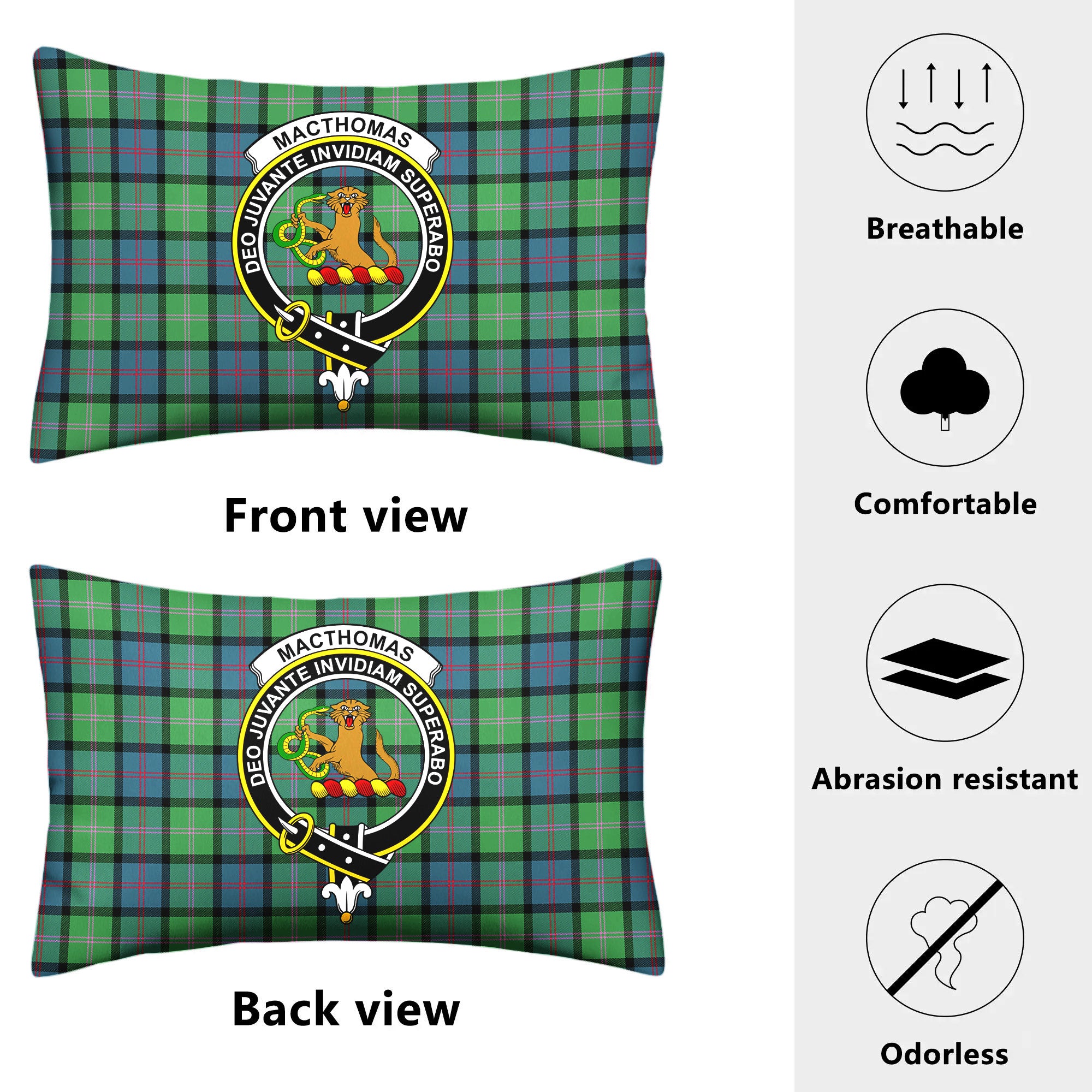 MacThomas Ancient Tartan Crest Pillow Cover