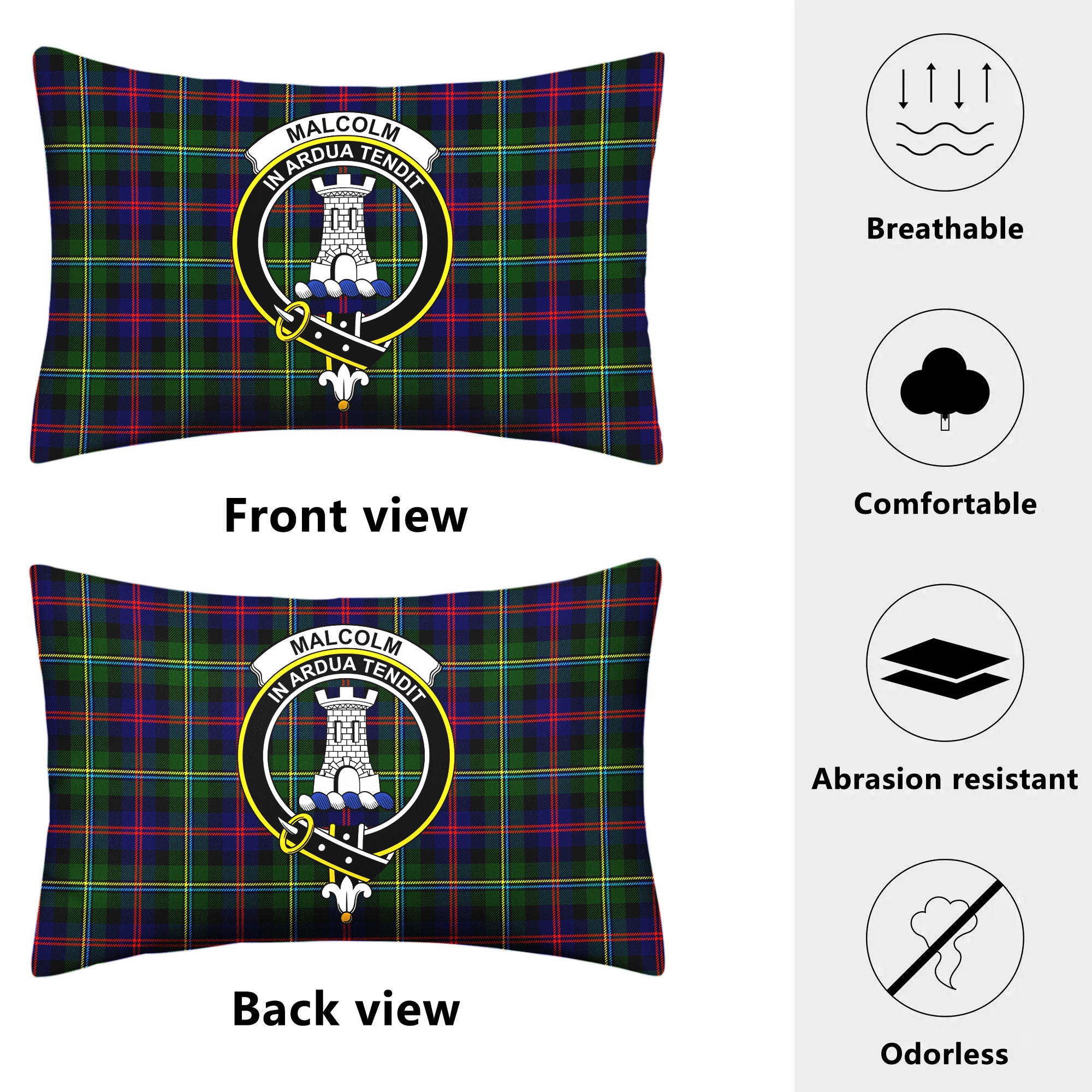 Malcolm (or MacCallum) Tartan Crest Pillow Cover