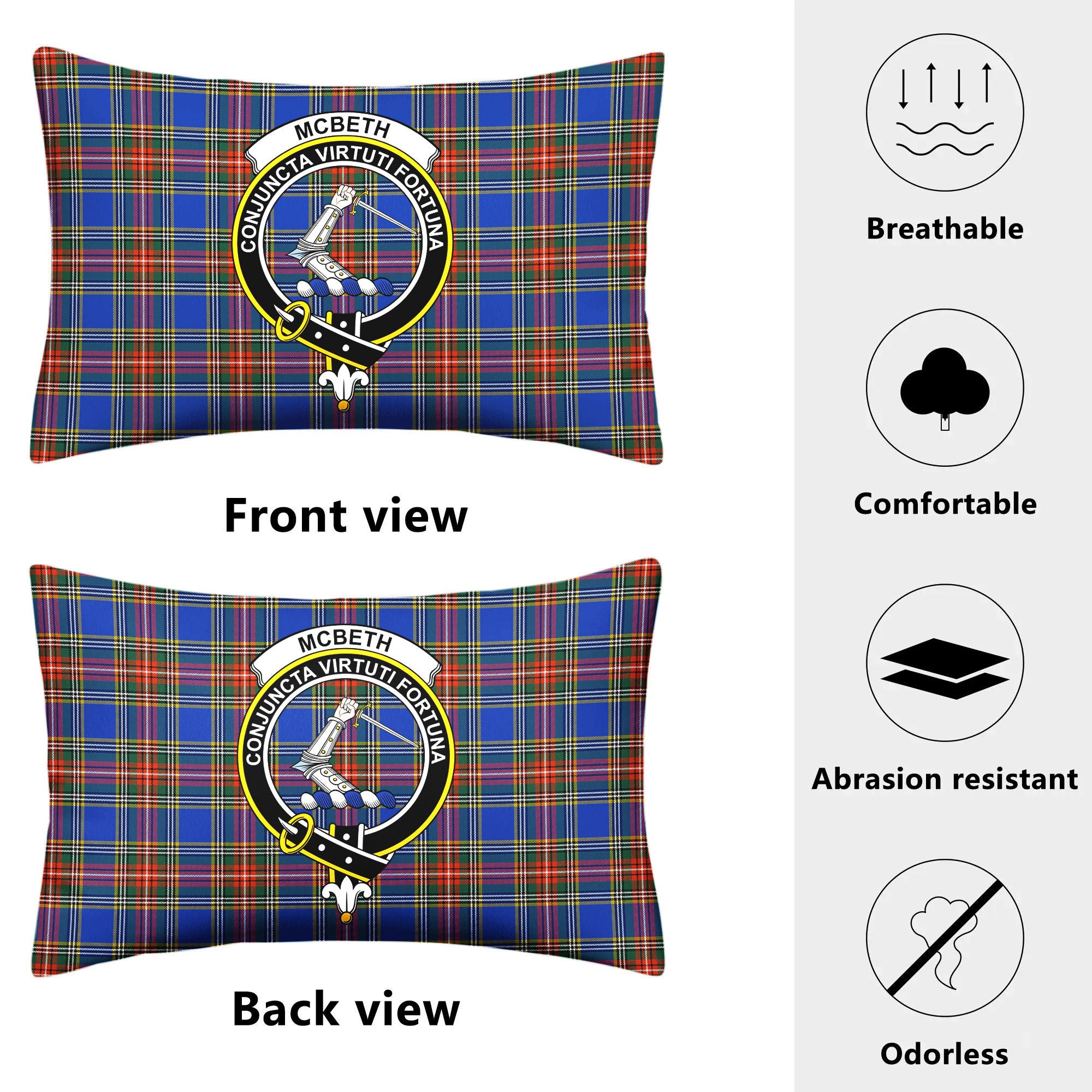 McBeth Ancient Tartan Crest Pillow Cover