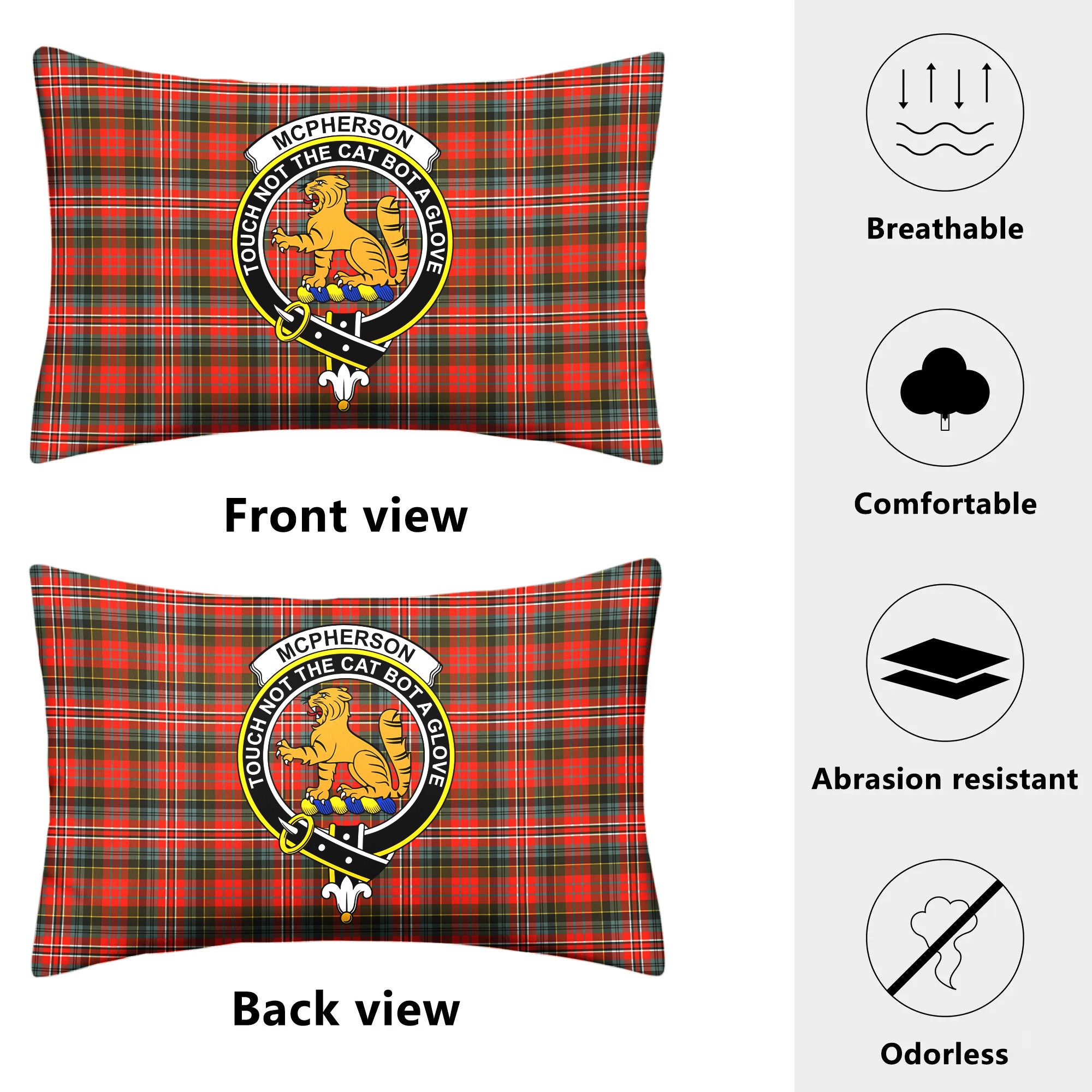 McPherson Weathered Tartan Crest Pillow Cover