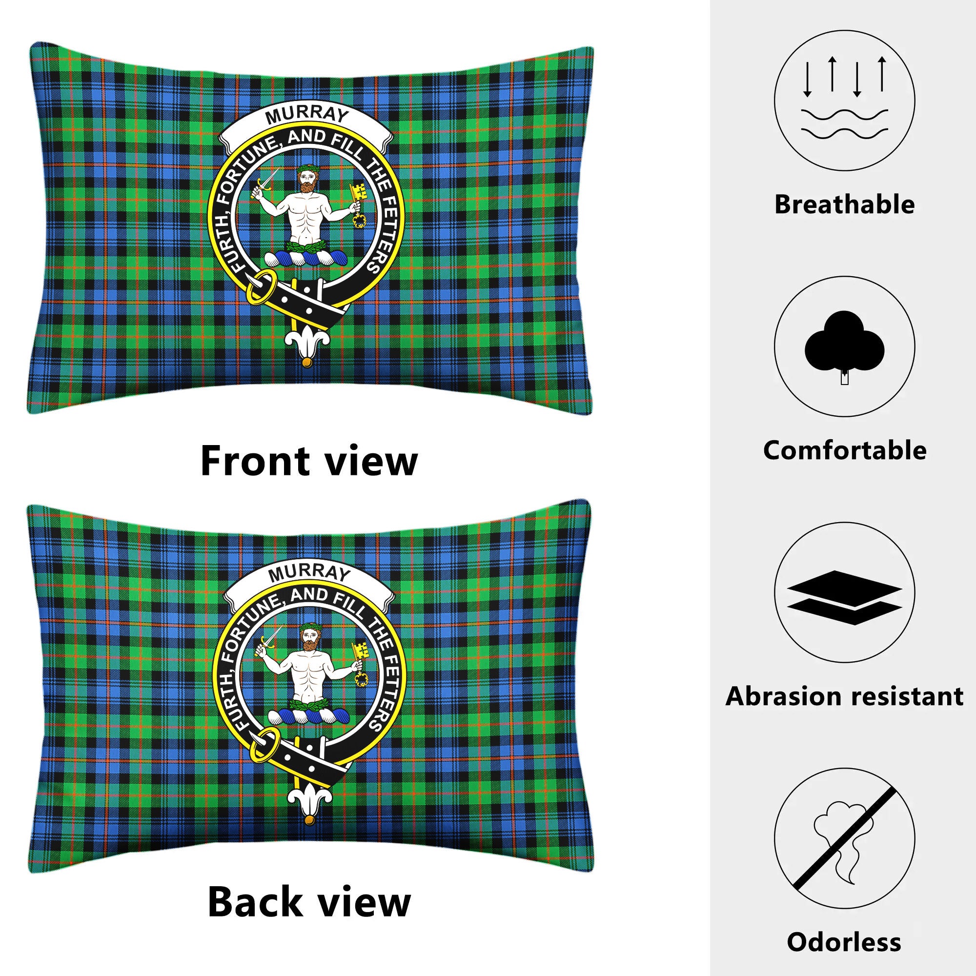 Murray of Atholl Ancient Tartan Crest Pillow Cover