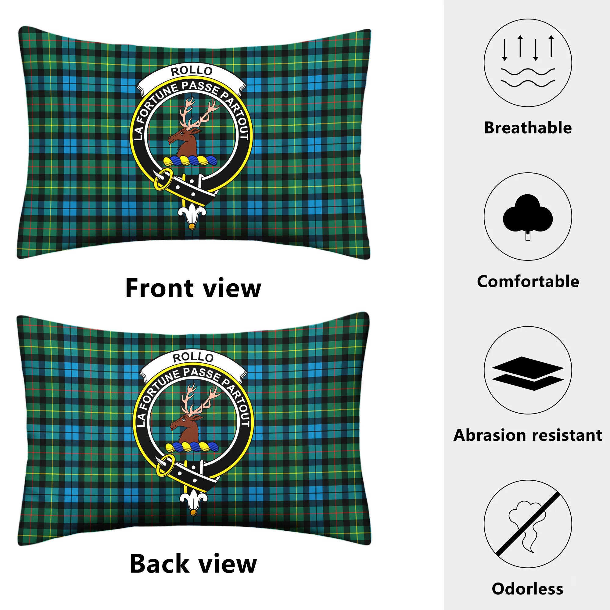 Rollo Ancient Tartan Crest Pillow Cover