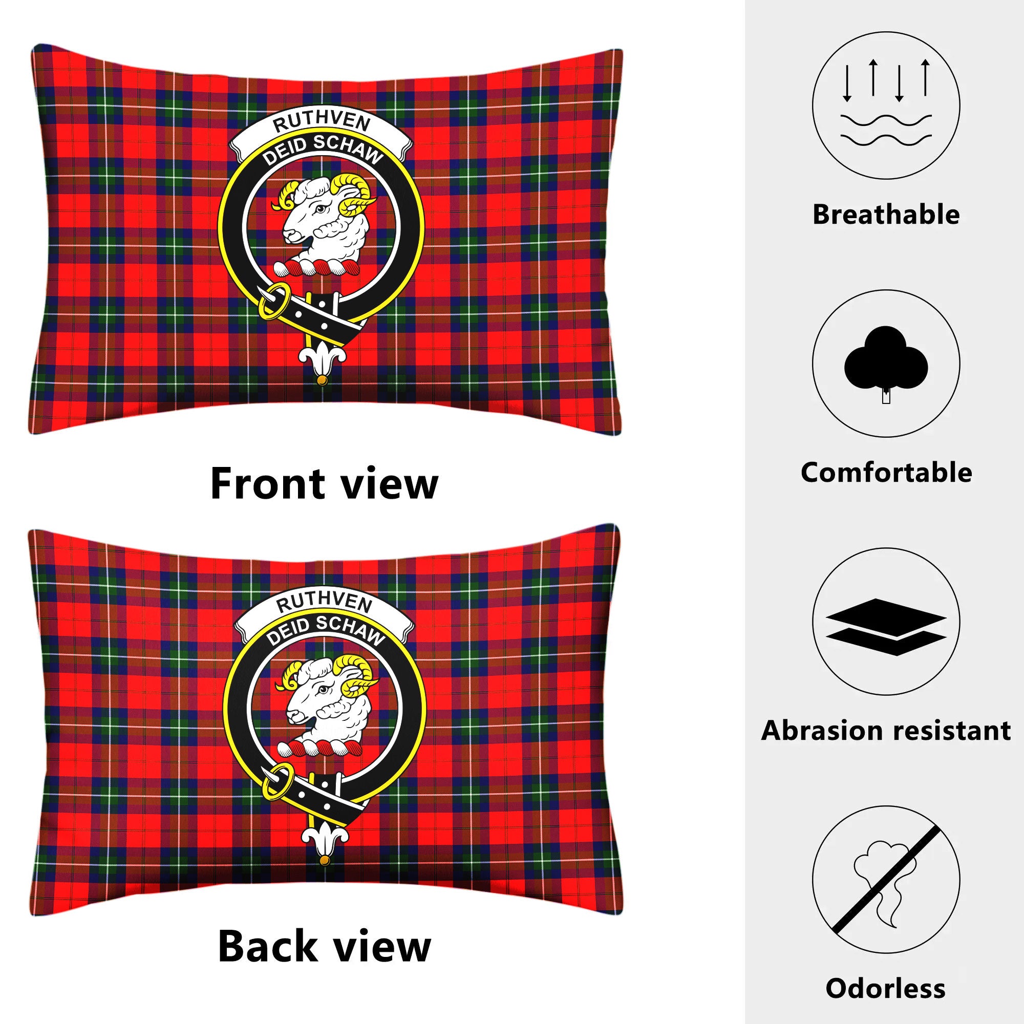 Ruthven Modern Tartan Crest Pillow Cover