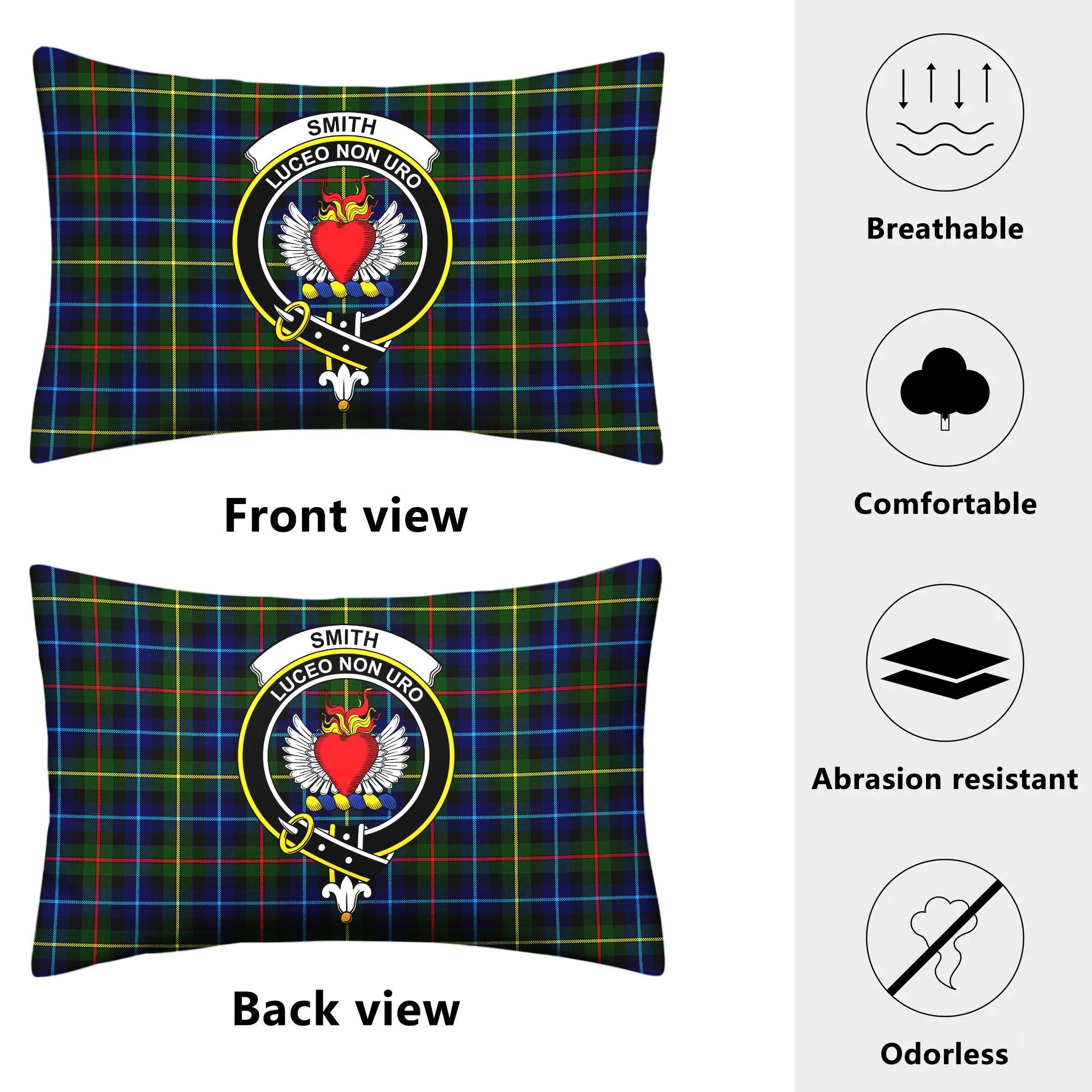 Smith Modern Tartan Crest Pillow Cover