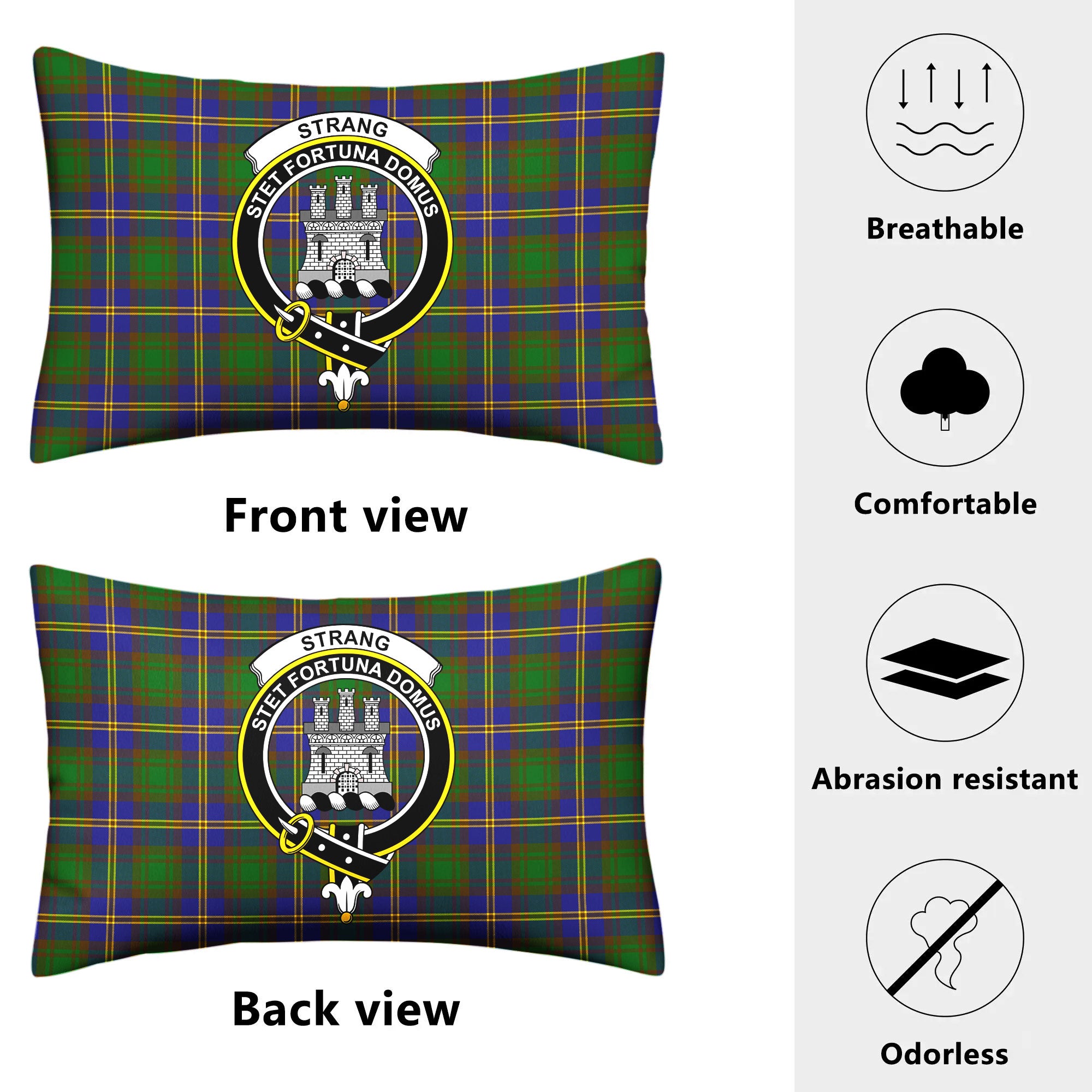 Strang (or Strange) Tartan Crest Pillow Cover