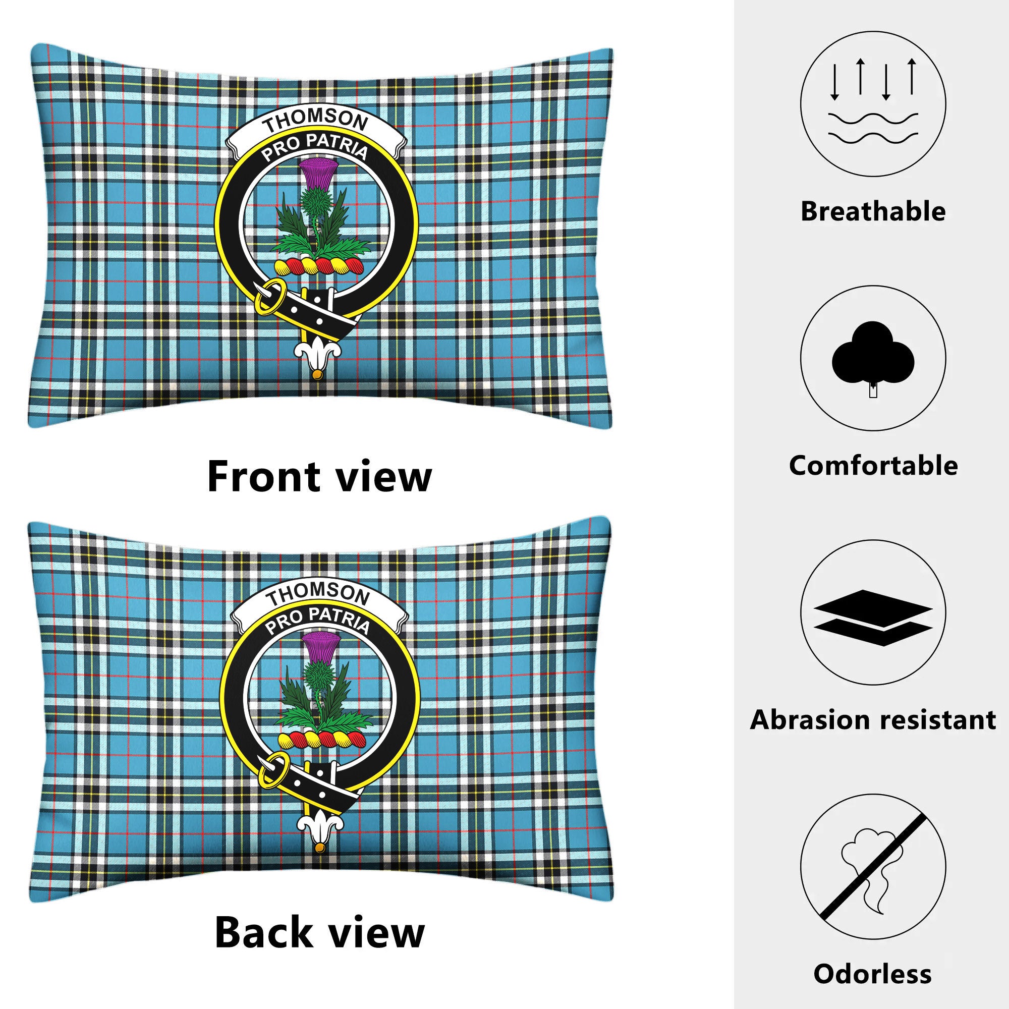 Thomson Blue Tartan Crest Pillow Cover