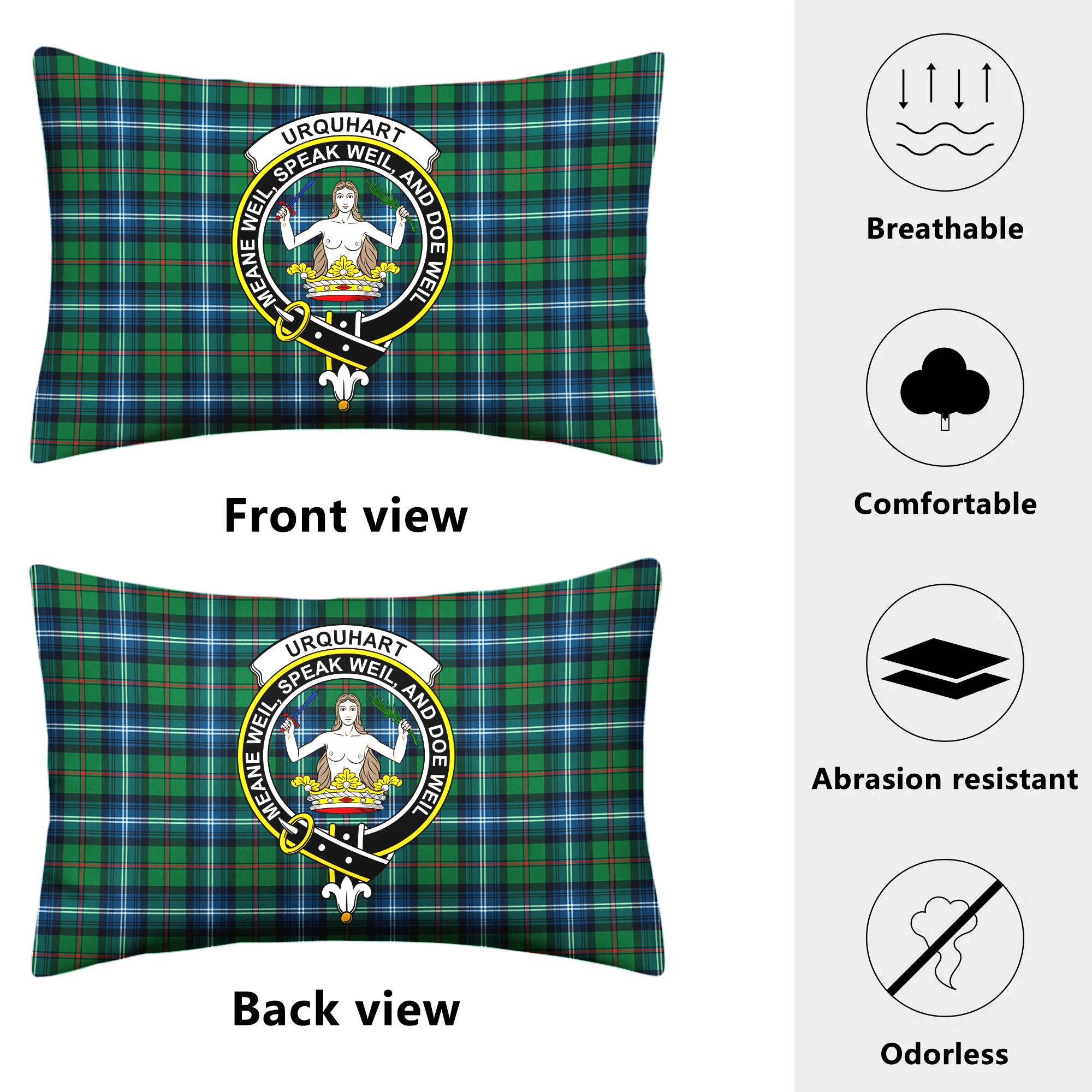 Urquhart Ancient Tartan Crest Pillow Cover