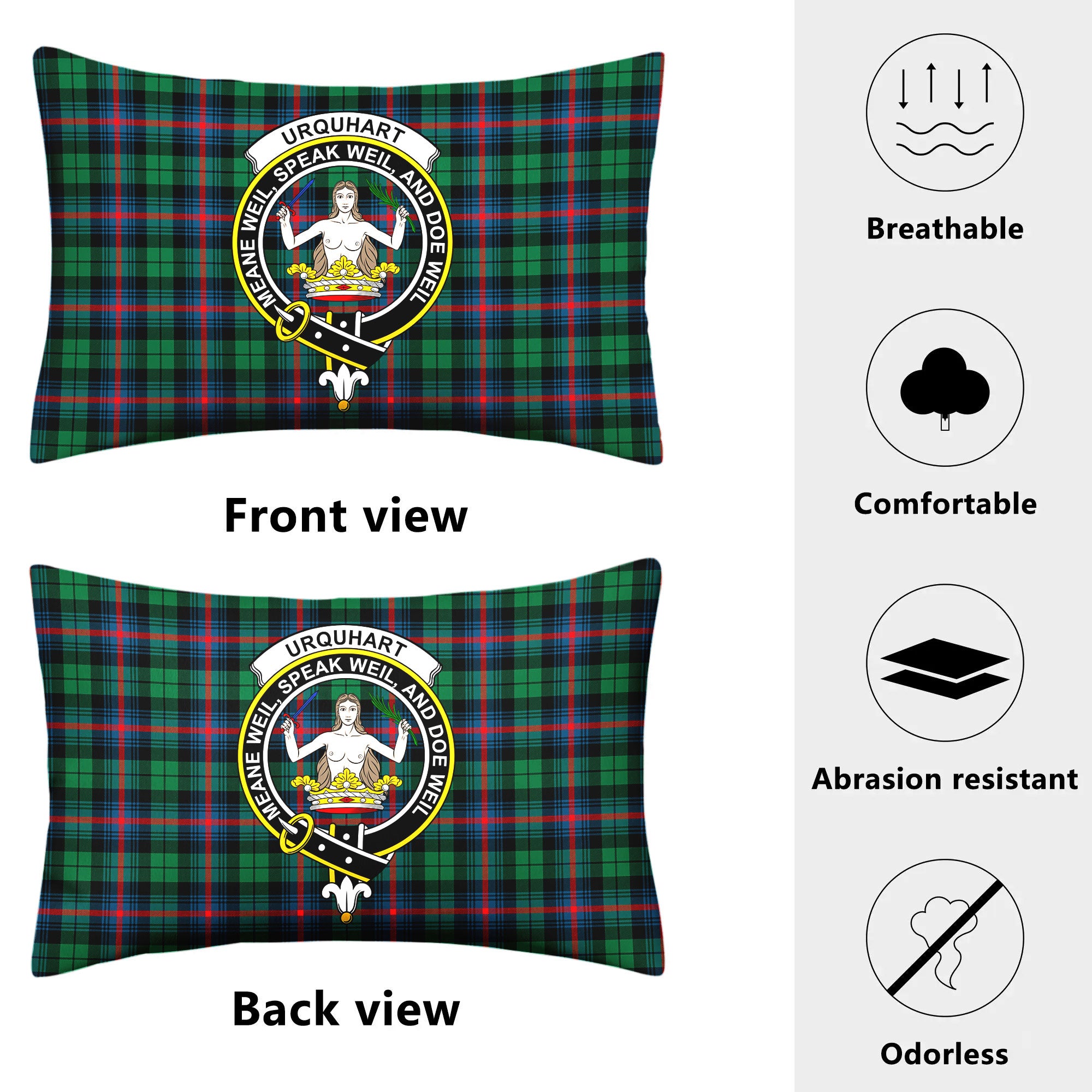 Urquhart Broad Red Ancient Tartan Crest Pillow Cover