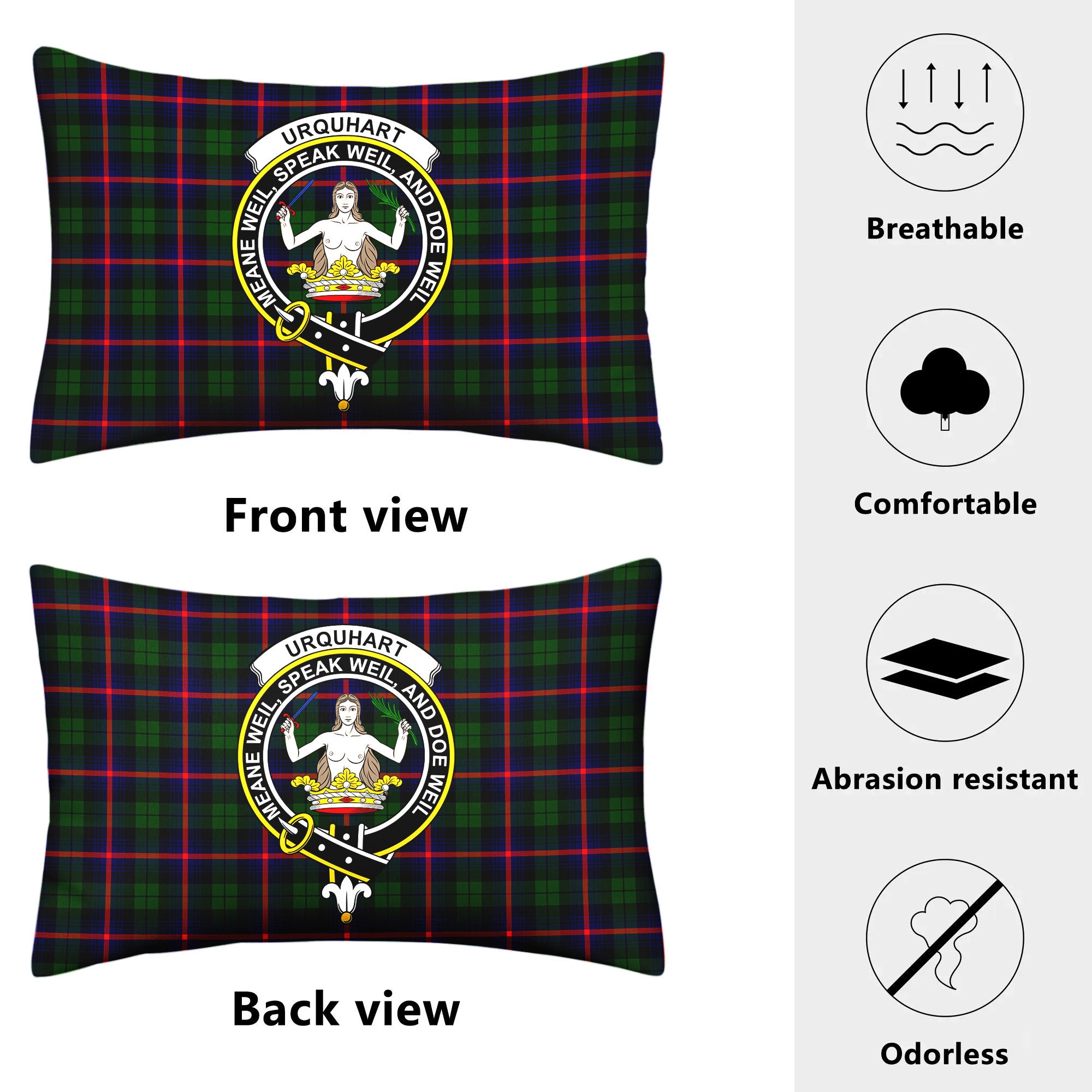 Urquhart Modern Tartan Crest Pillow Cover