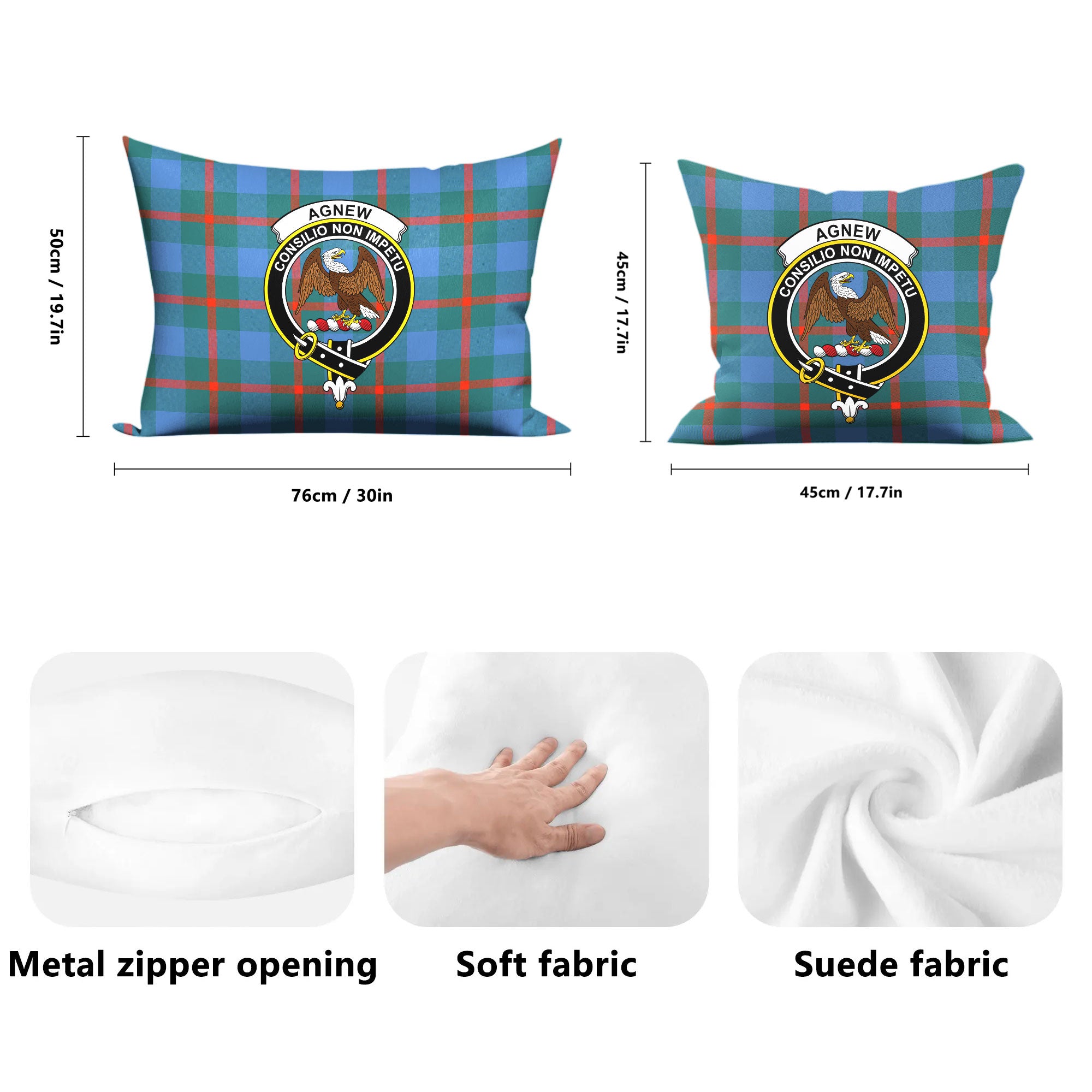 Agnew Ancient Tartan Crest Pillow Cover