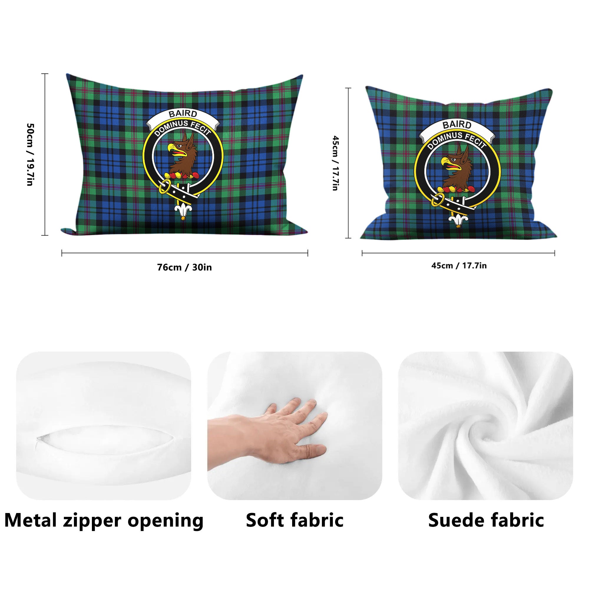 Baird Ancient Tartan Crest Pillow Cover