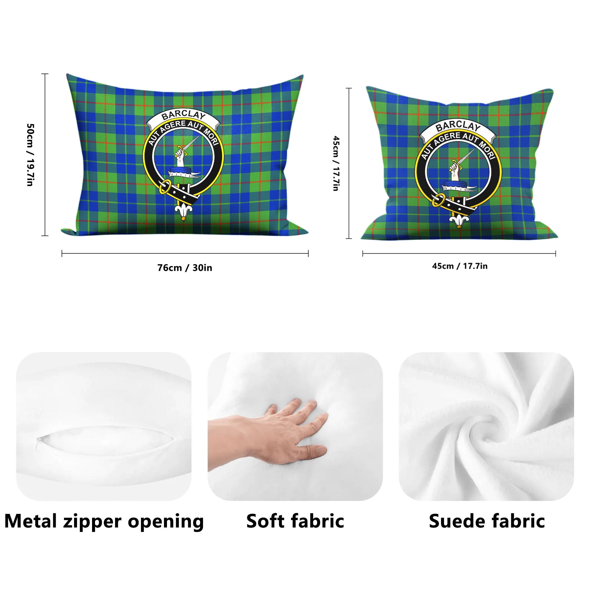 Barclay Hunting Ancient Tartan Crest Pillow Cover