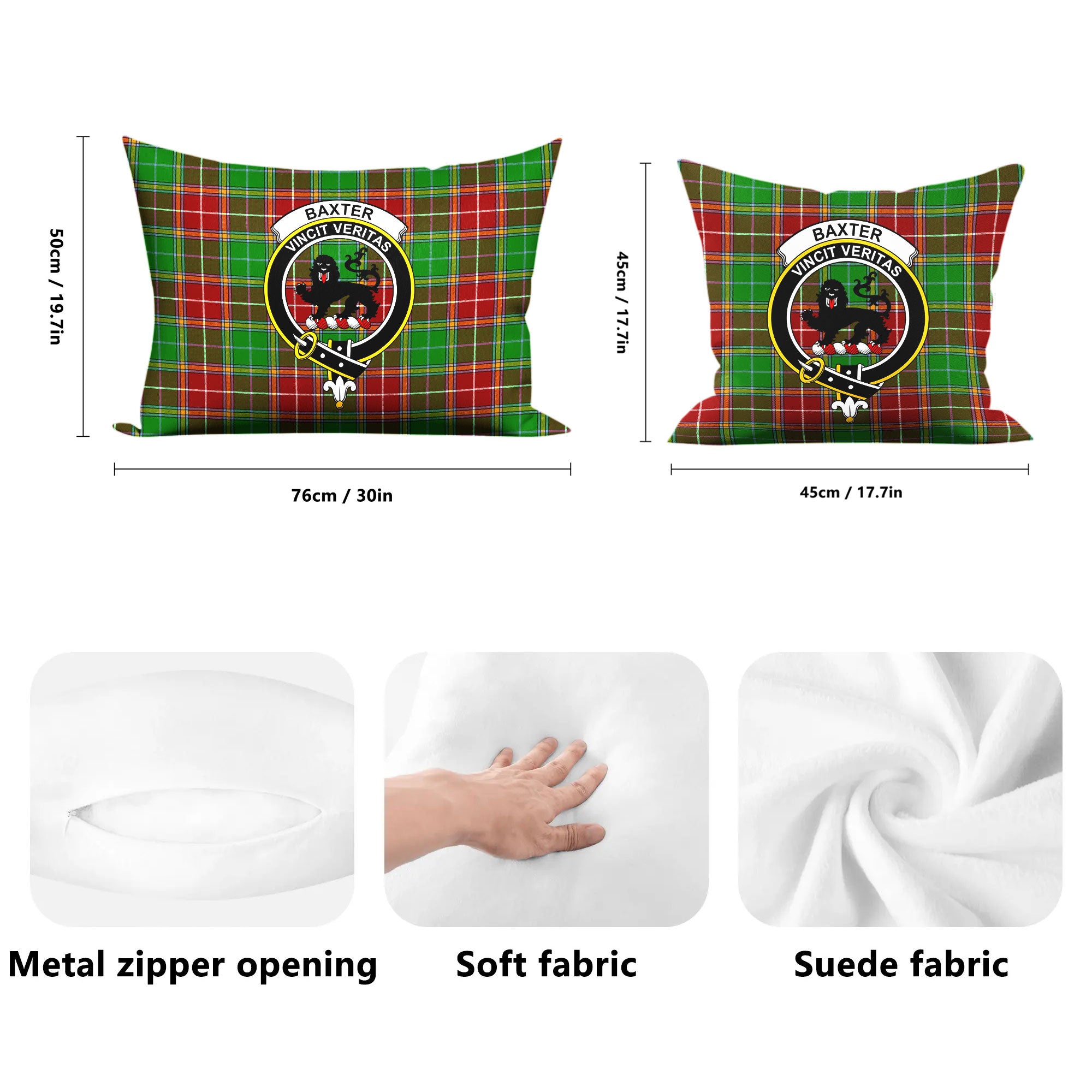 Baxter Modern Tartan Crest Pillow Cover