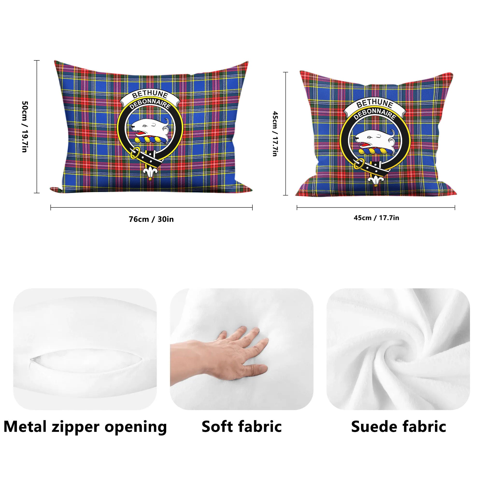 Bethune Modern Tartan Crest Pillow Cover