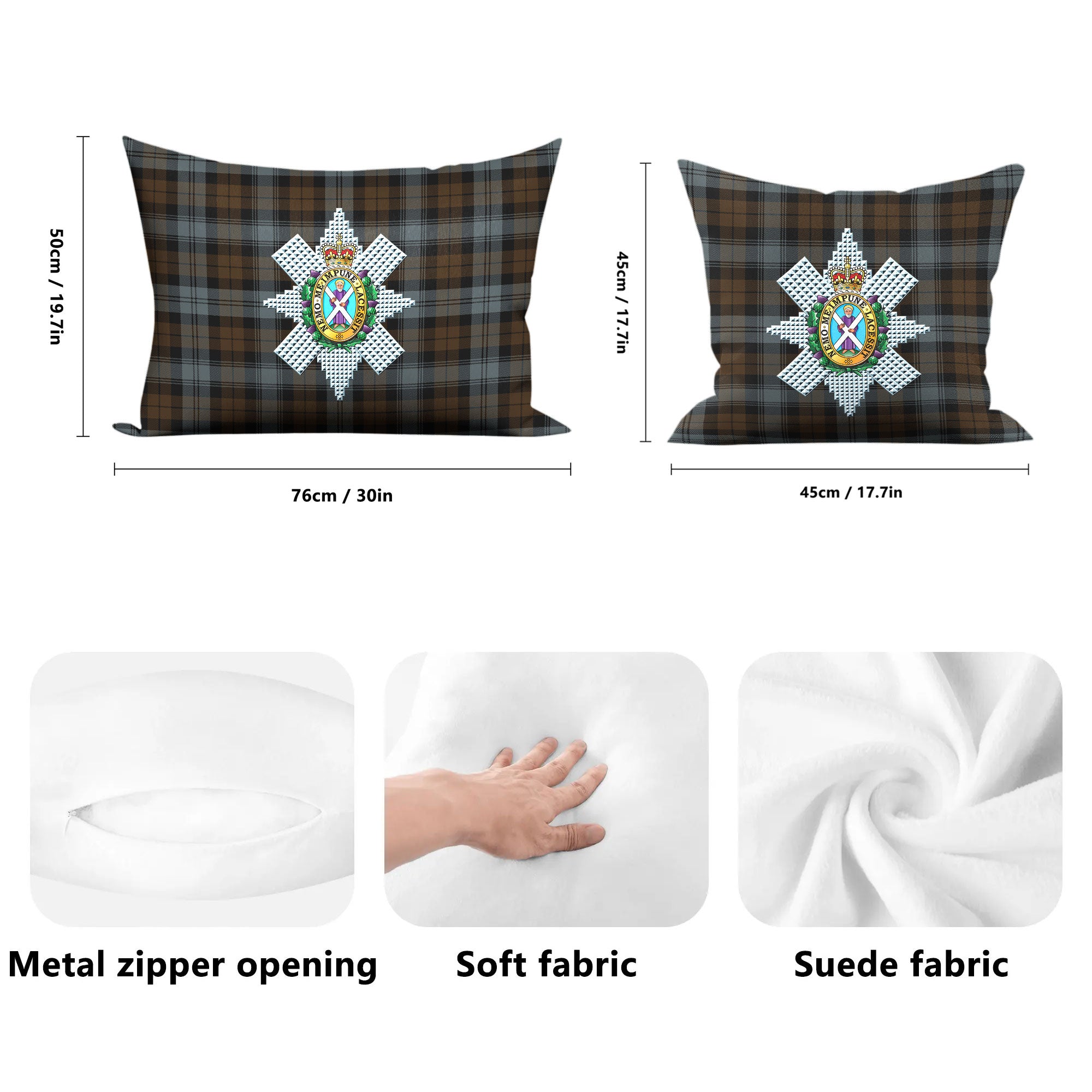 Black Watch Weathered Tartan Crest Pillow Cover