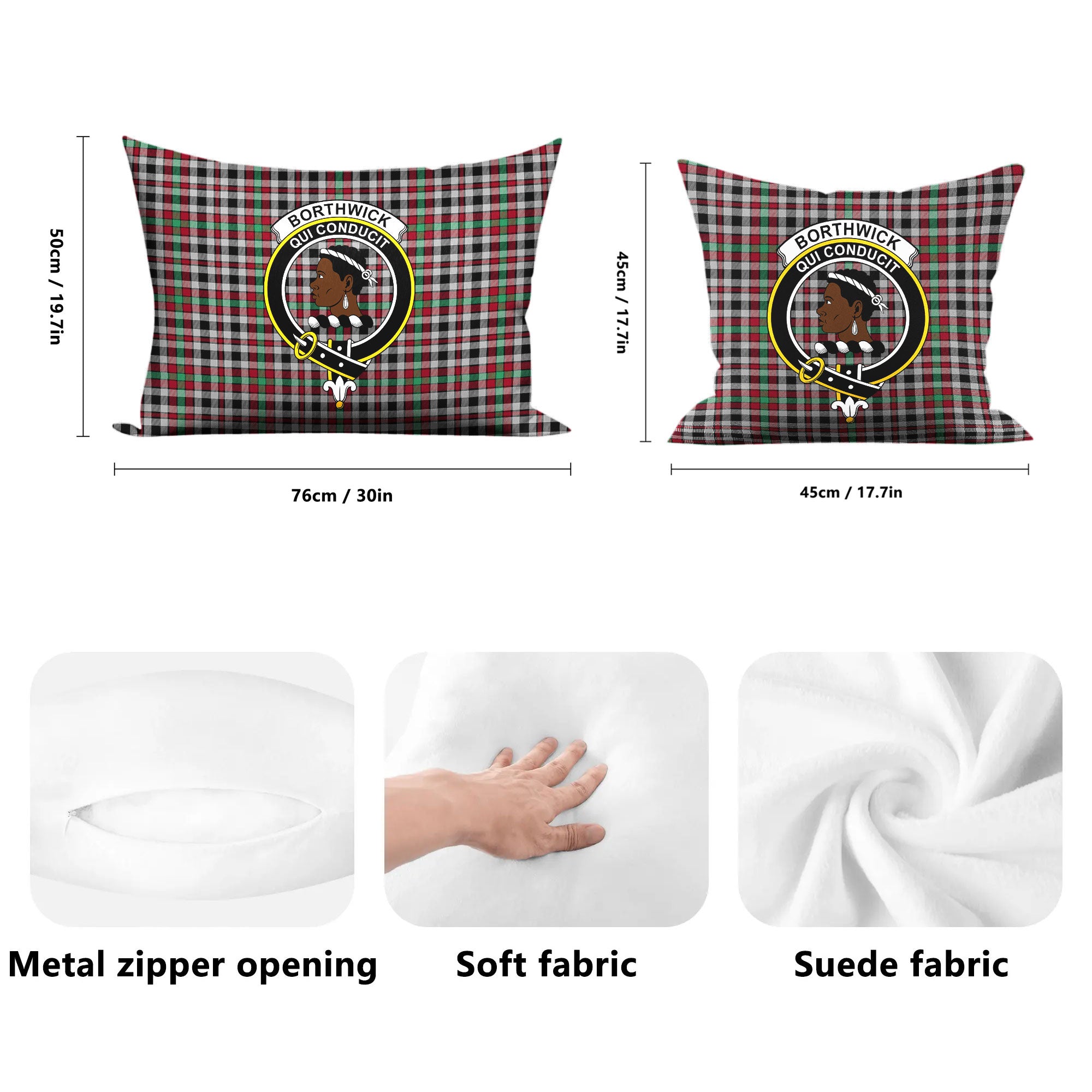 Borthwick Ancient Tartan Crest Pillow Cover