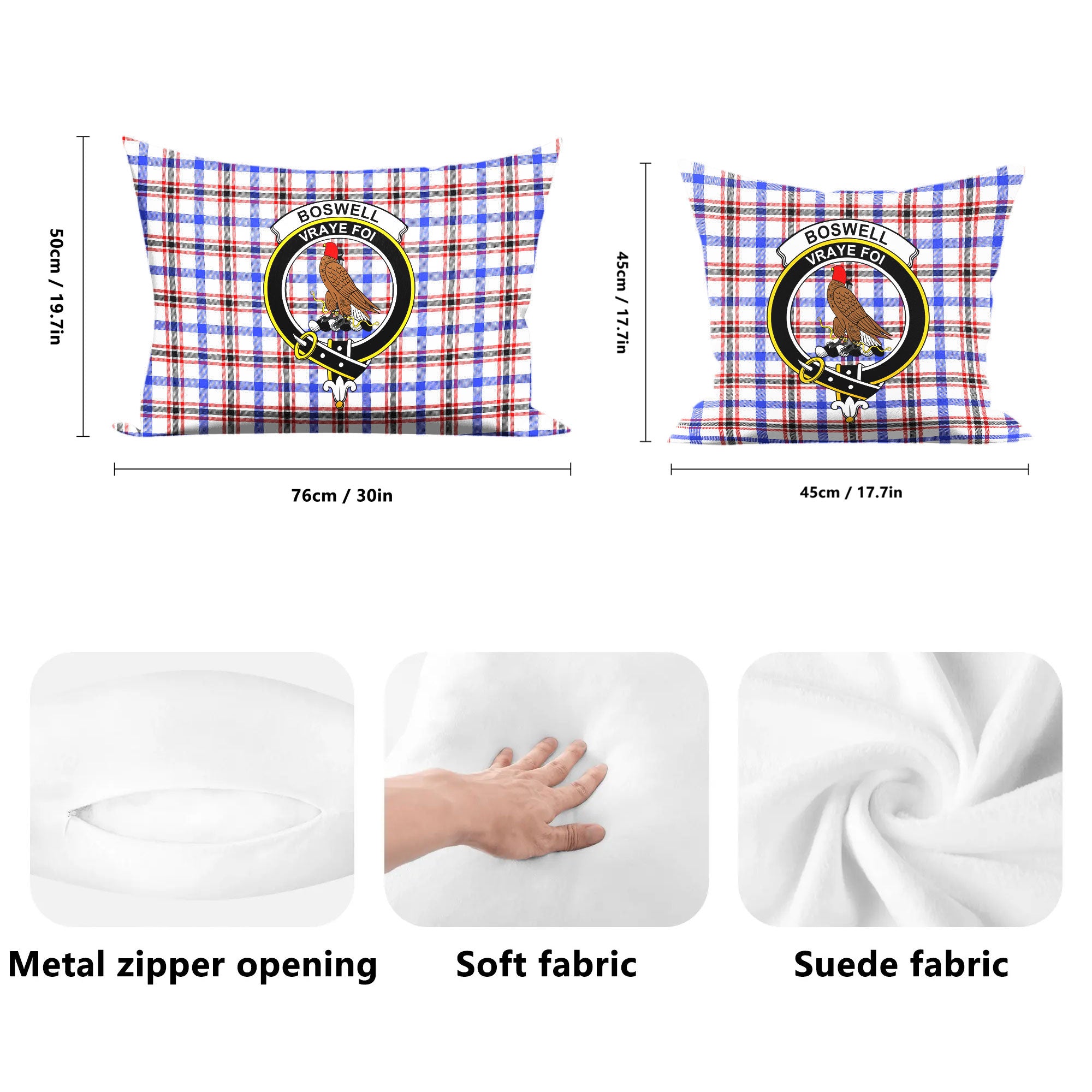 Boswell Modern Tartan Crest Pillow Cover