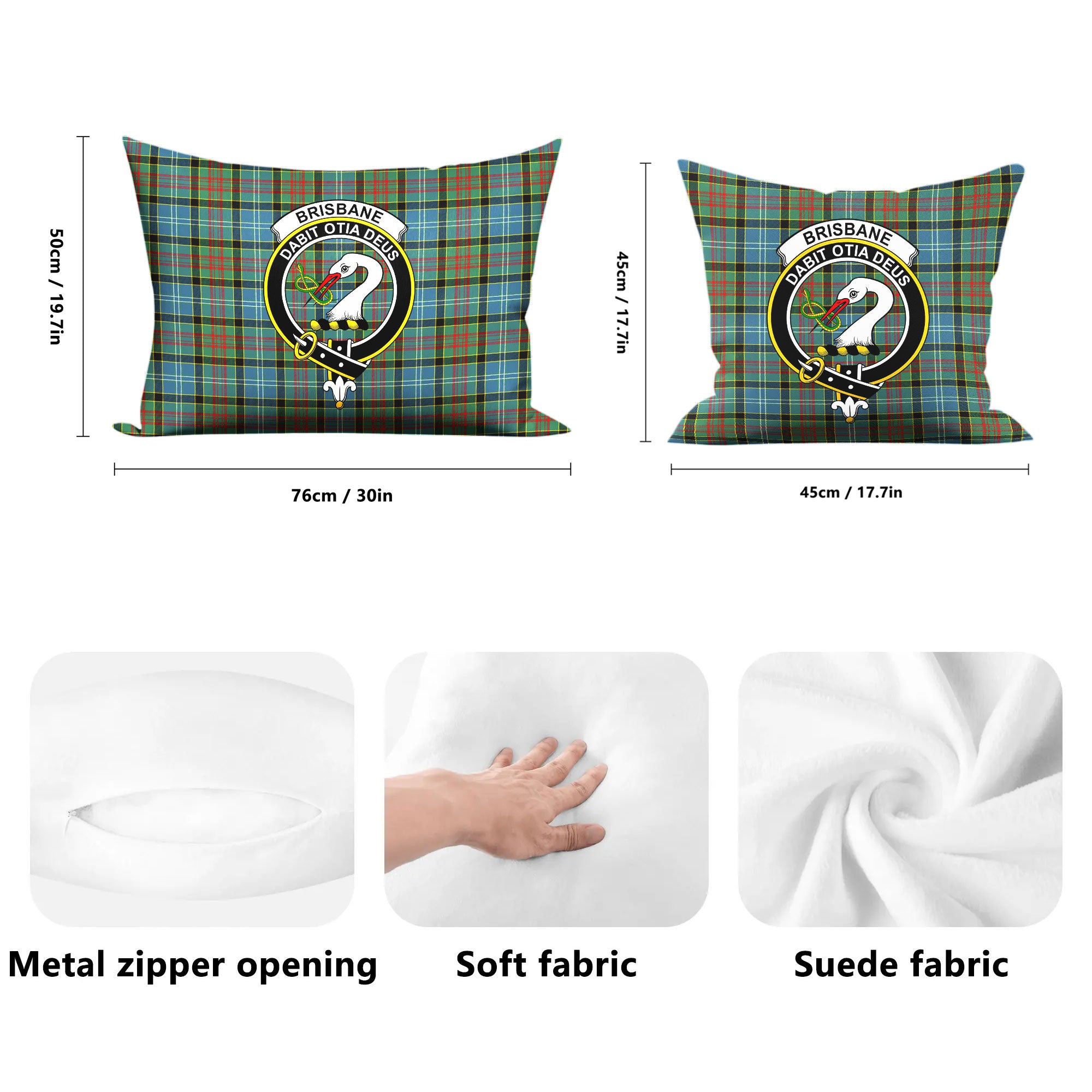 Brisbane Tartan Crest Pillow Cover