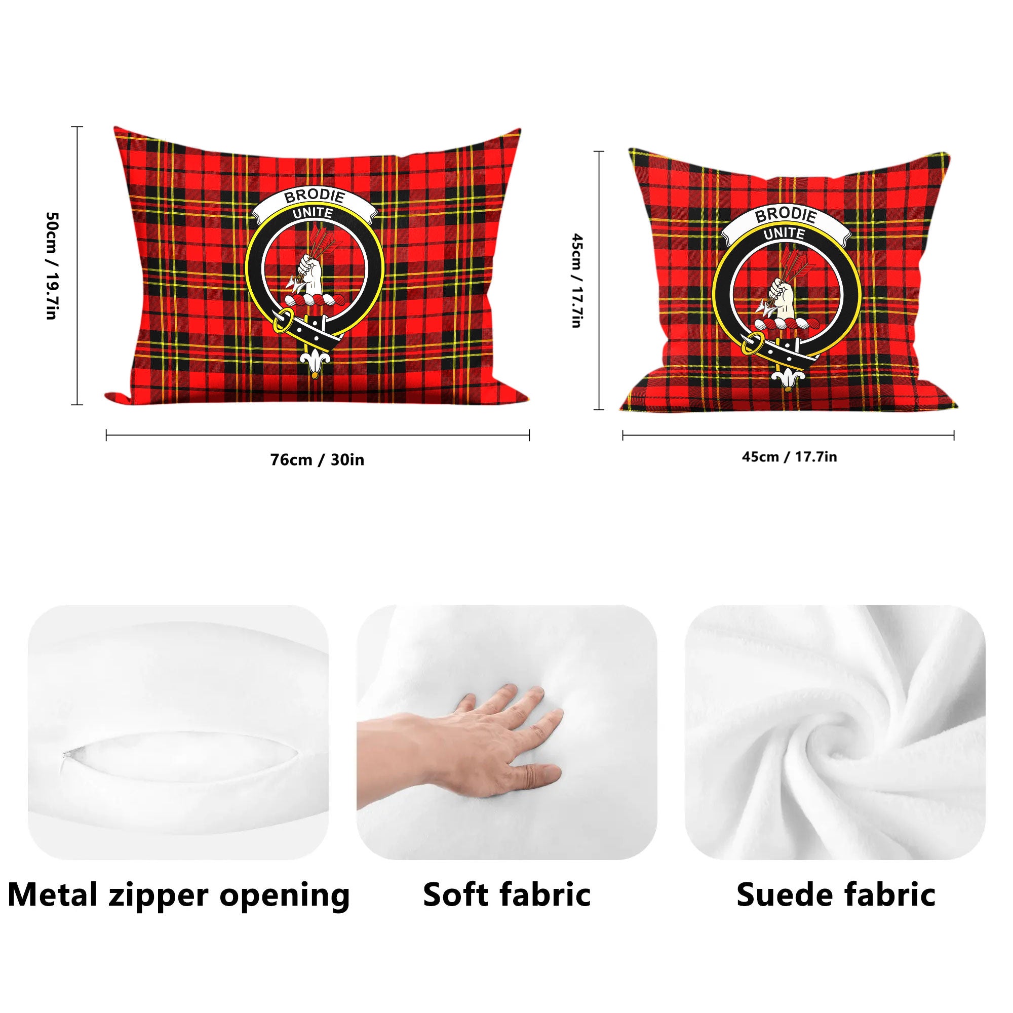 Brodie Modern Tartan Crest Pillow Cover