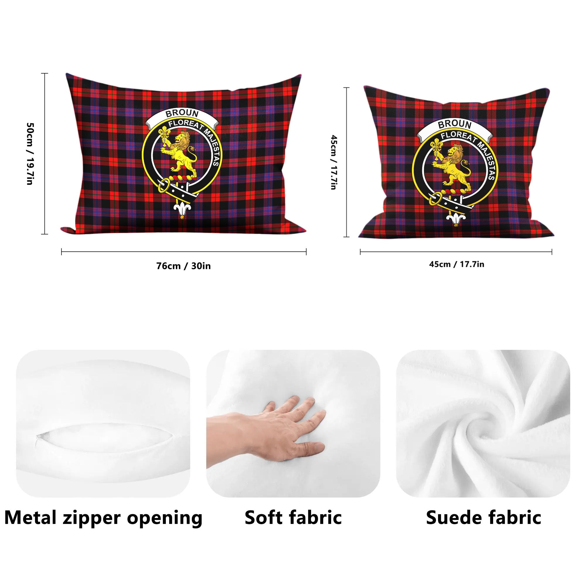 Broun Modern Tartan Crest Pillow Cover