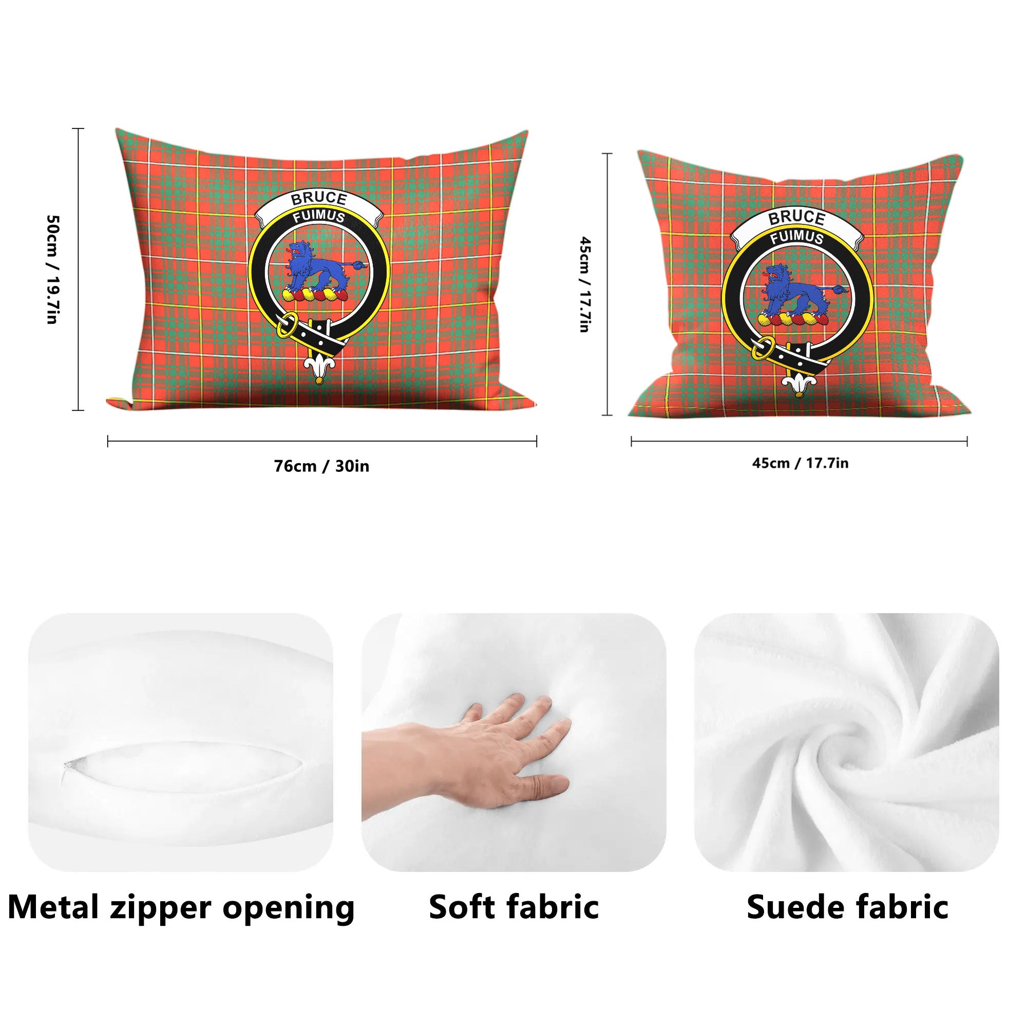 Bruce Ancient Tartan Crest Pillow Cover