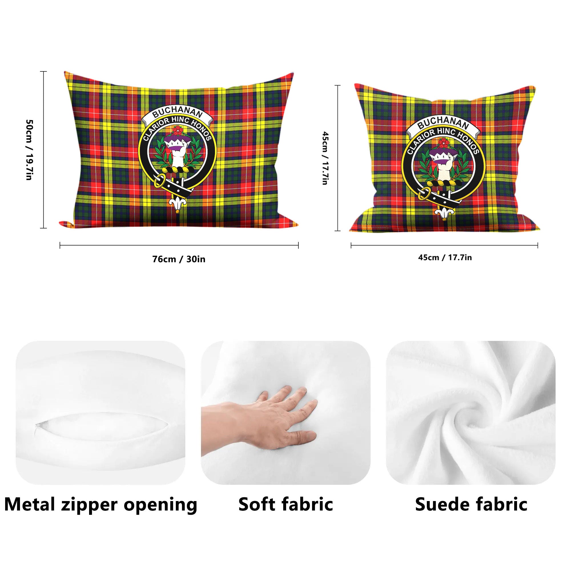 Buchanan Modern Tartan Crest Pillow Cover