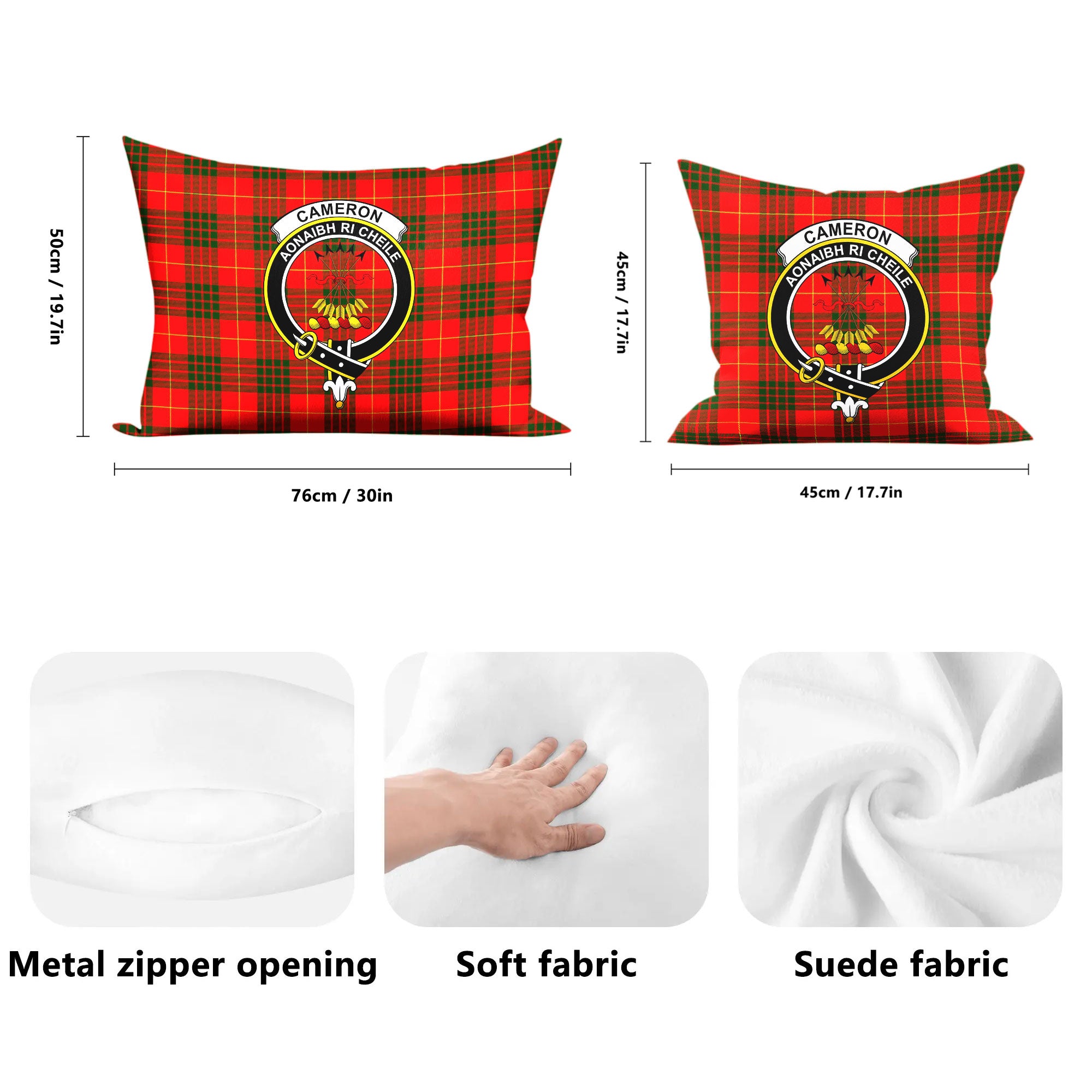 Cameron Modern Tartan Crest Pillow Cover