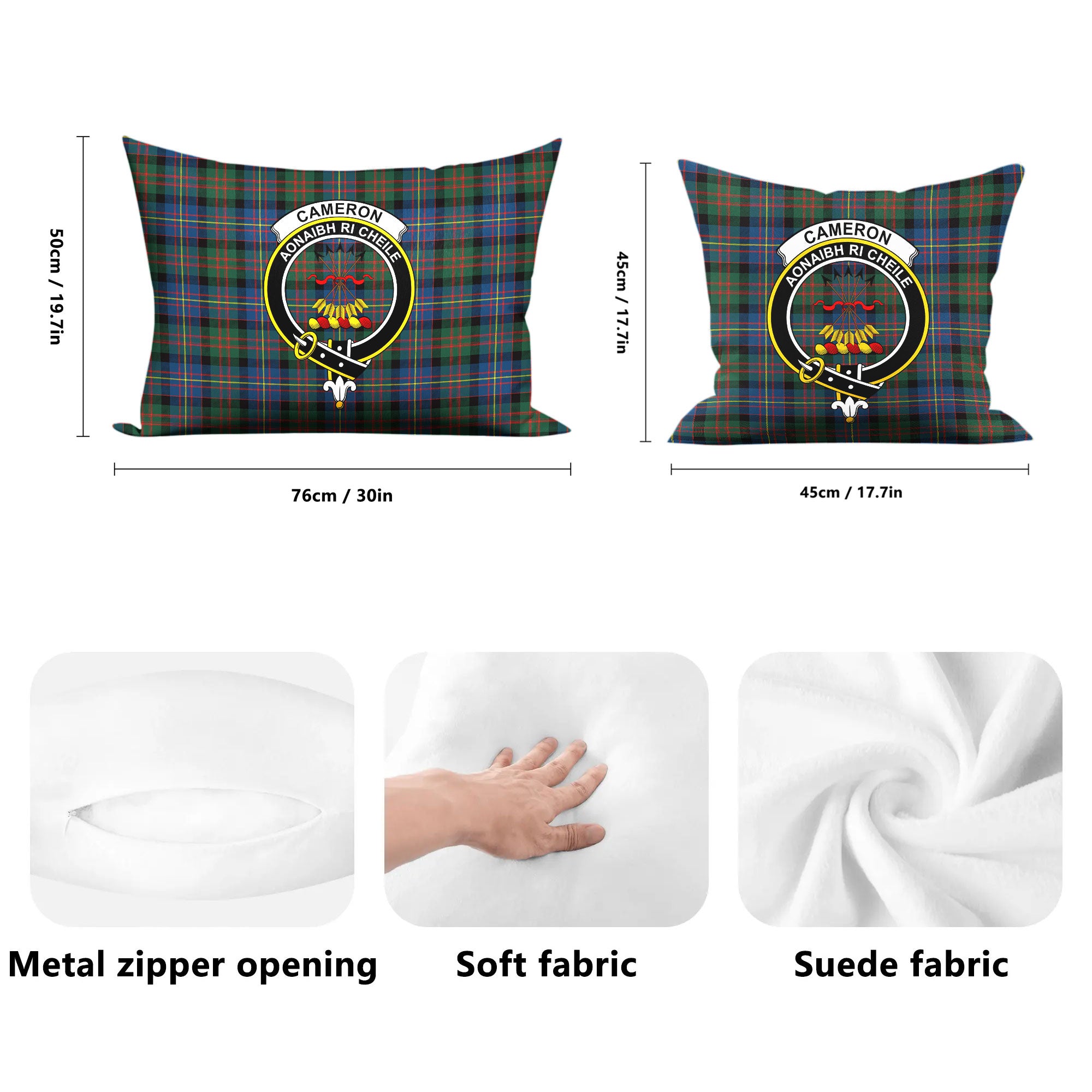 Cameron of Erracht Ancient Tartan Crest Pillow Cover