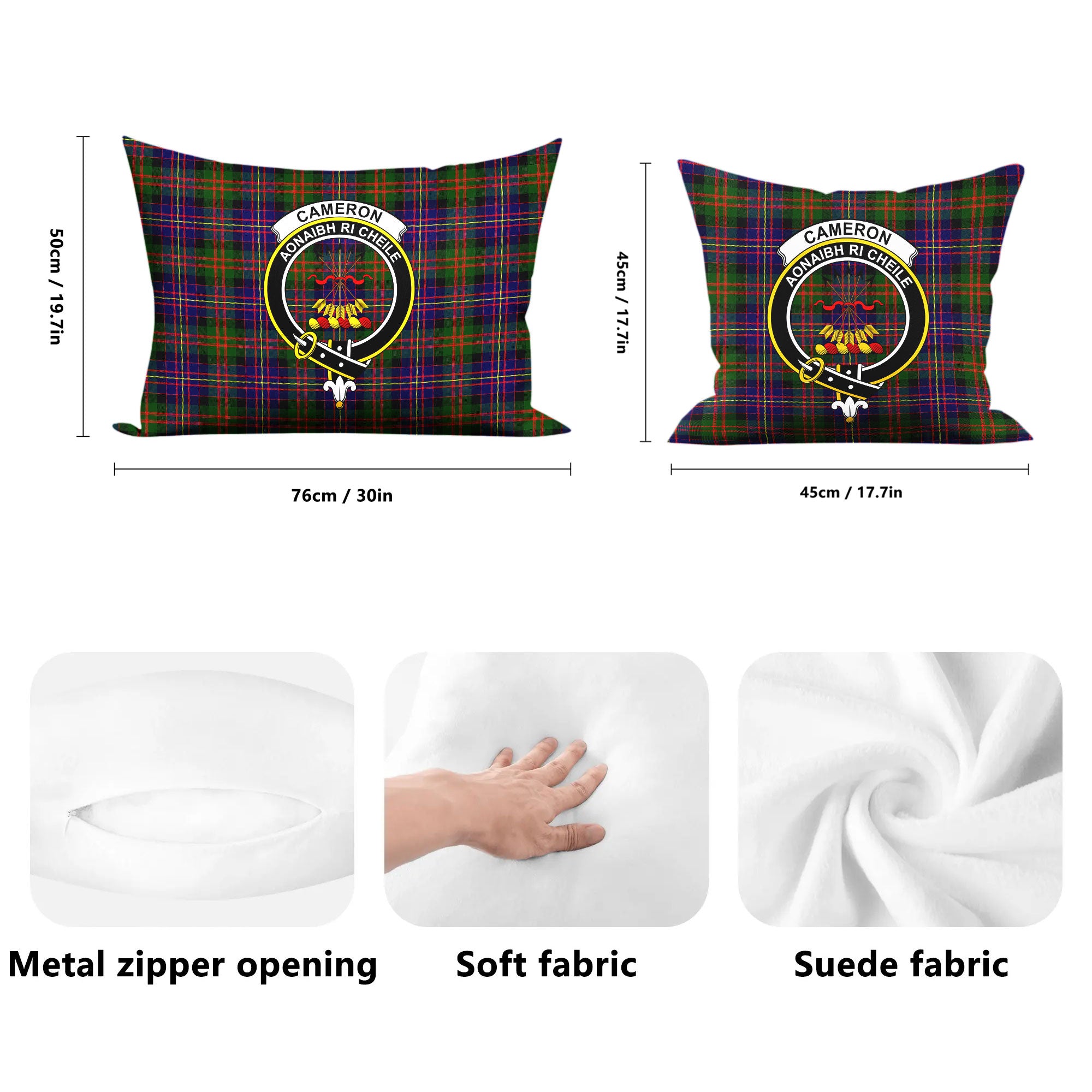 Cameron of Erracht Modern Tartan Crest Pillow Cover