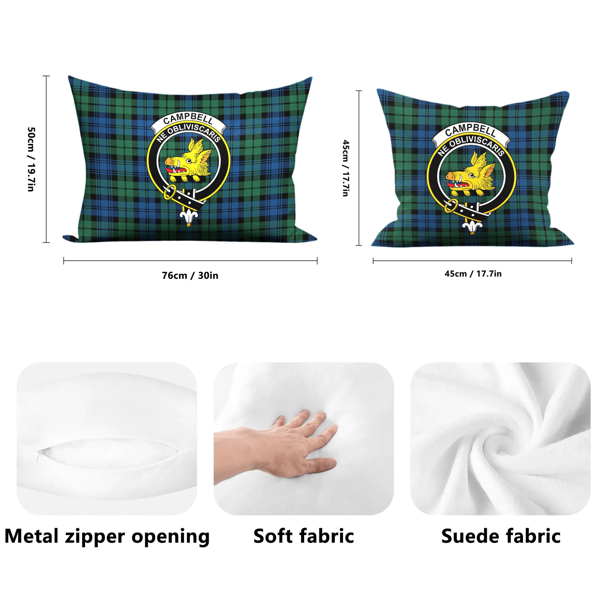 Campbell Ancient 02 Tartan Crest Pillow Cover