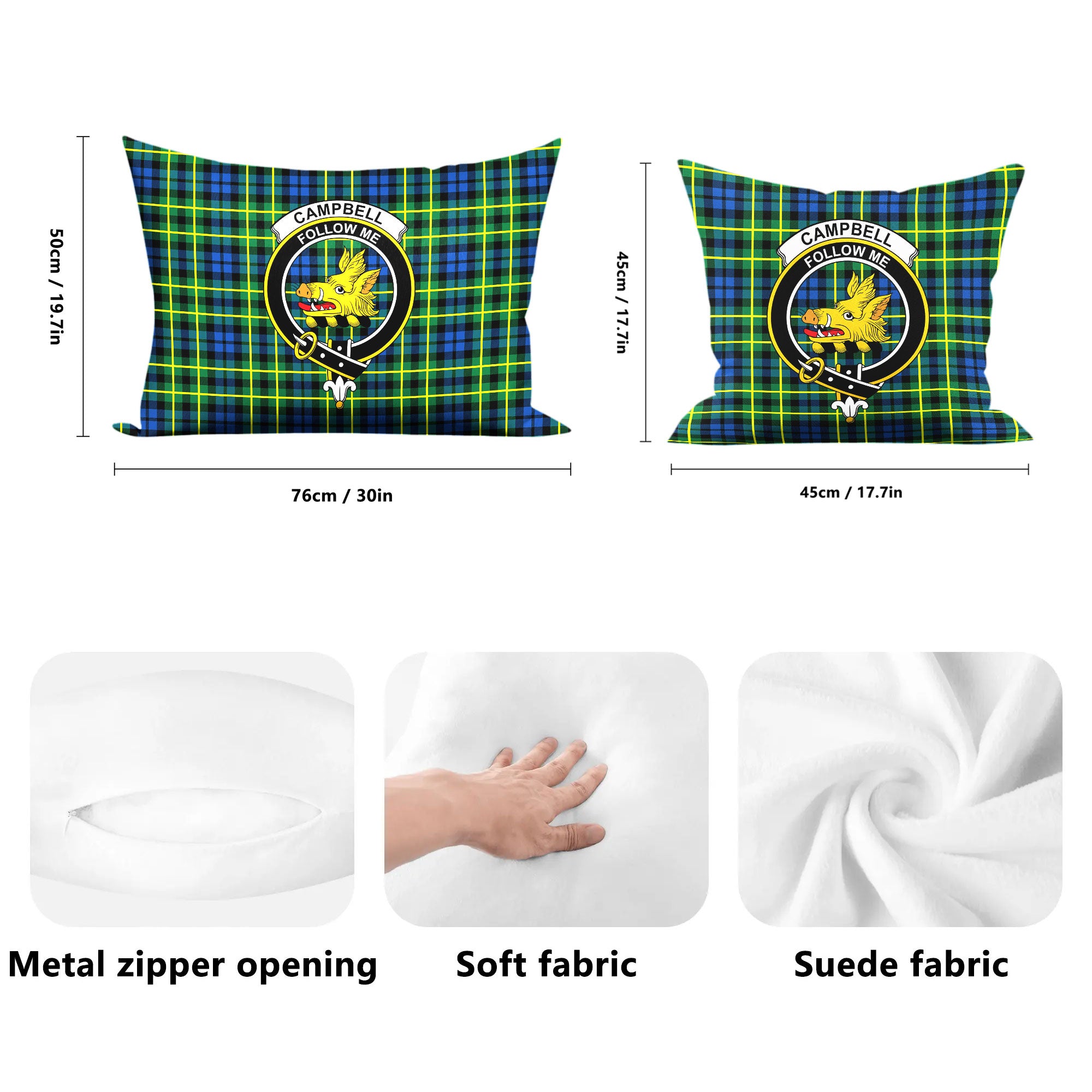 Campbell of Breadalbane Ancient Tartan Crest Pillow Cover