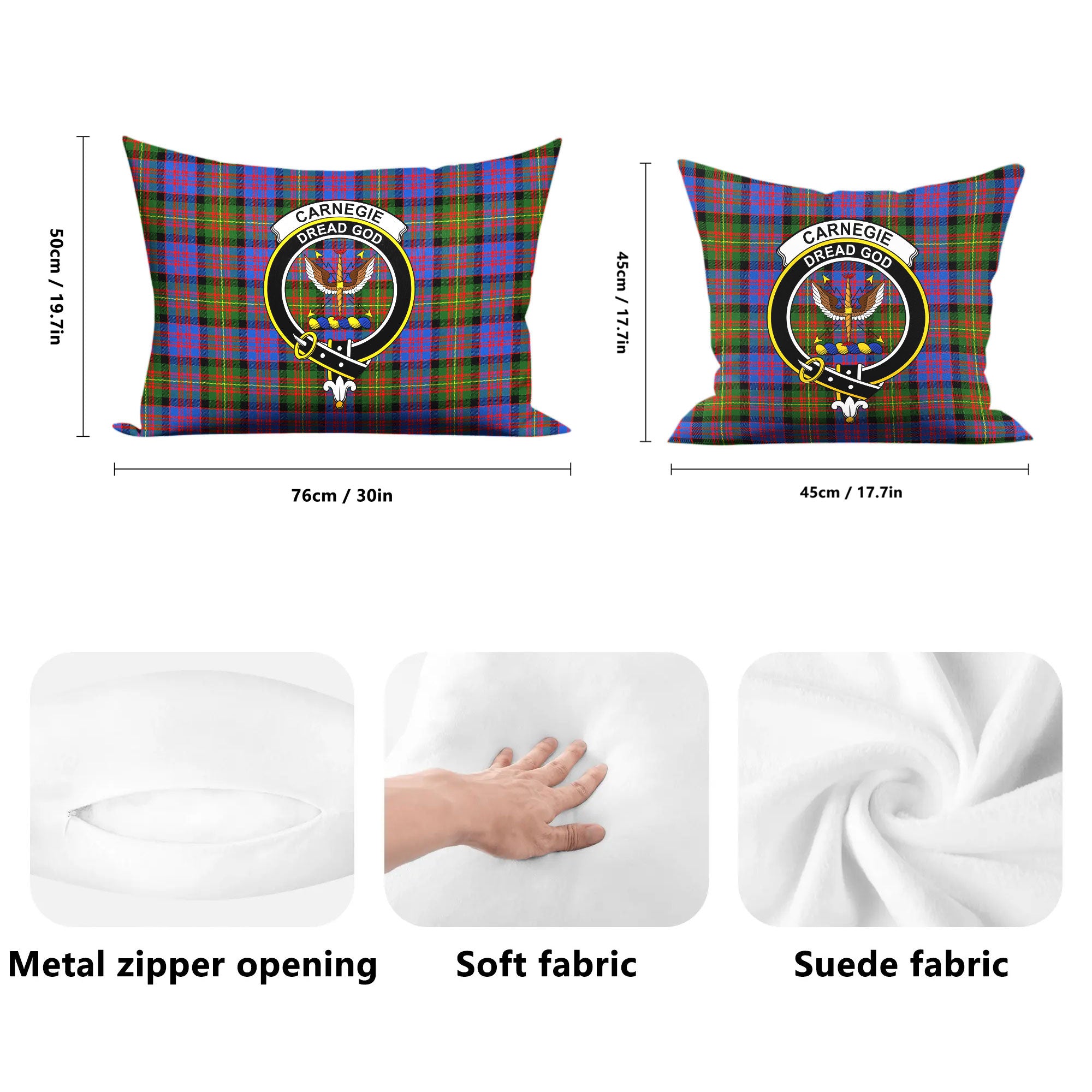 Carnegie Ancient Tartan Crest Pillow Cover