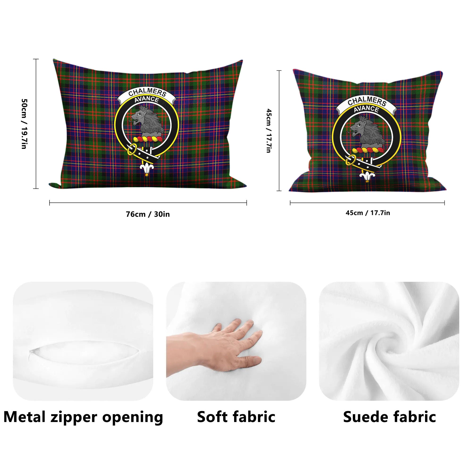 Chalmers Tartan Crest Pillow Cover