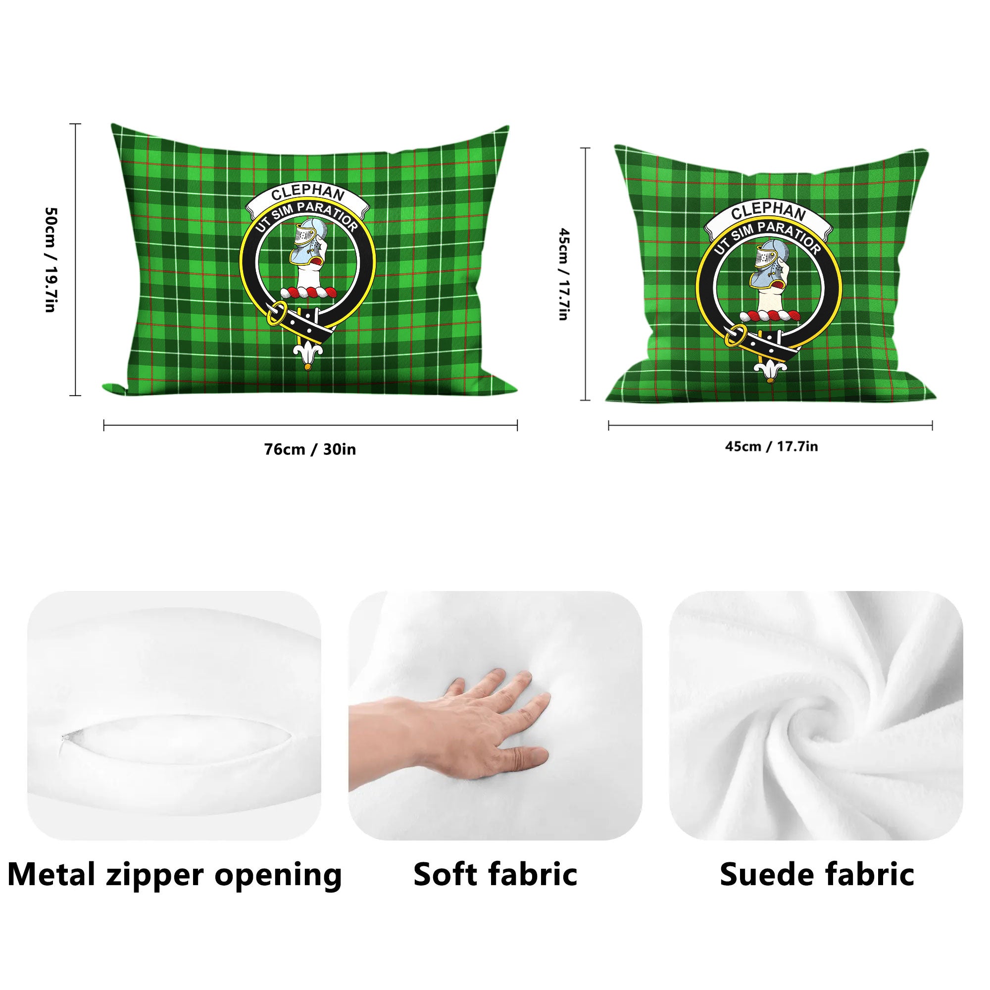 Clephan (or Clephane) Tartan Crest Pillow Cover