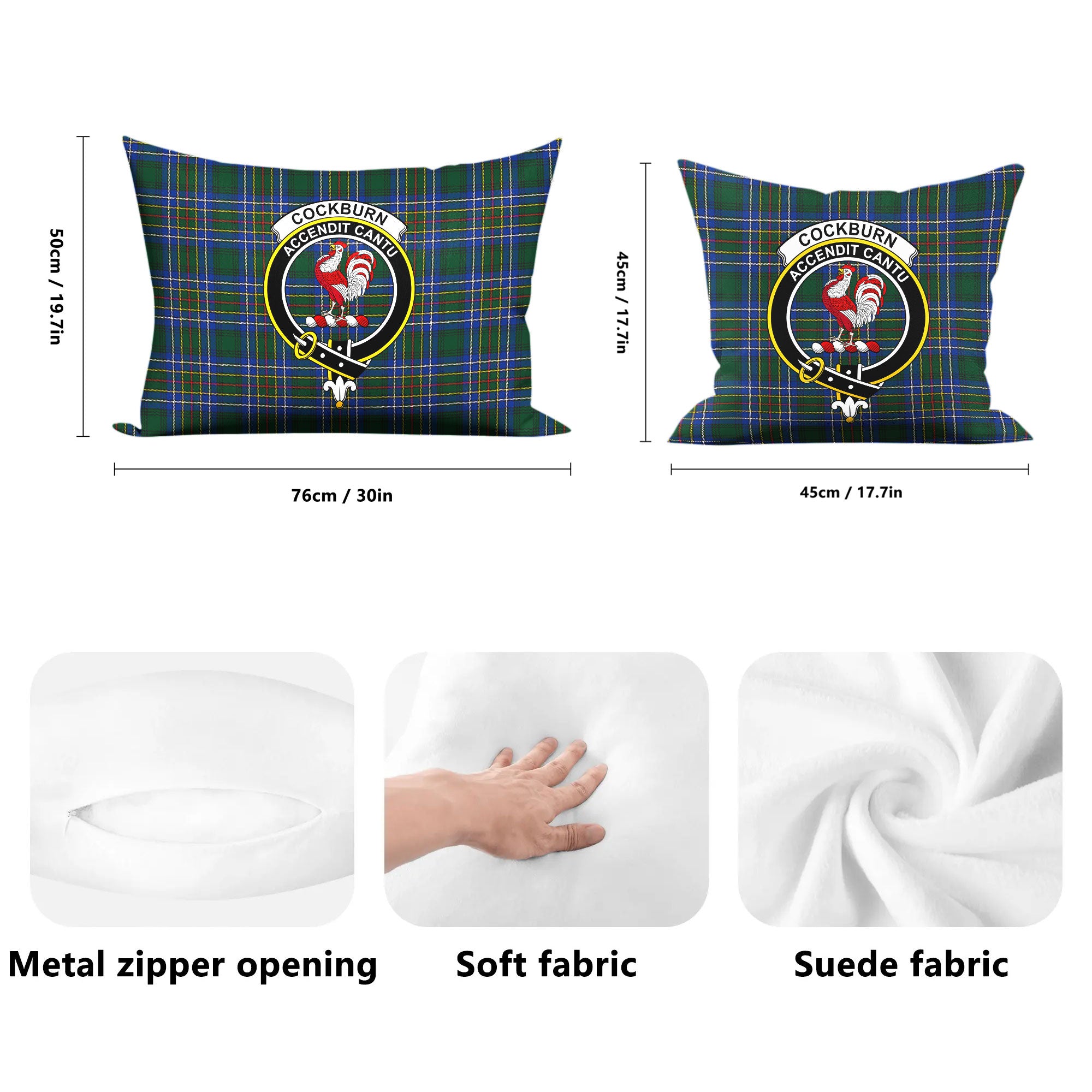 Cockburn Ancient Tartan Crest Pillow Cover