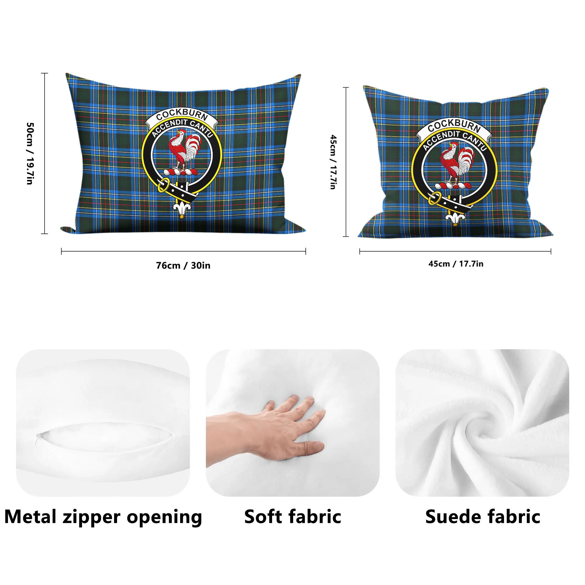 Cockburn Modern Tartan Crest Pillow Cover