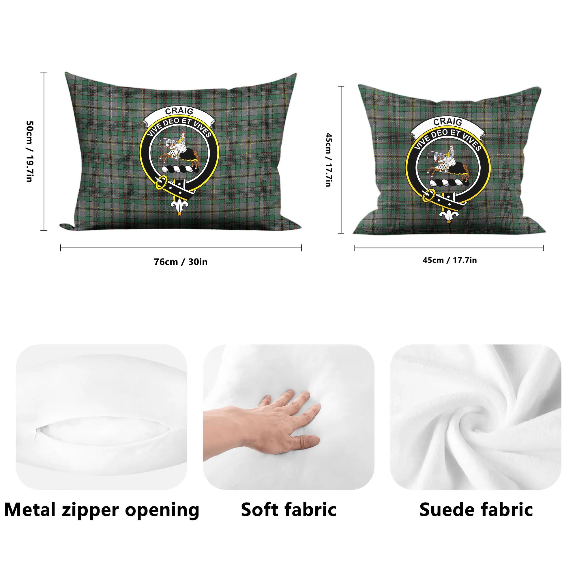 Craig Tartan Crest Pillow Cover