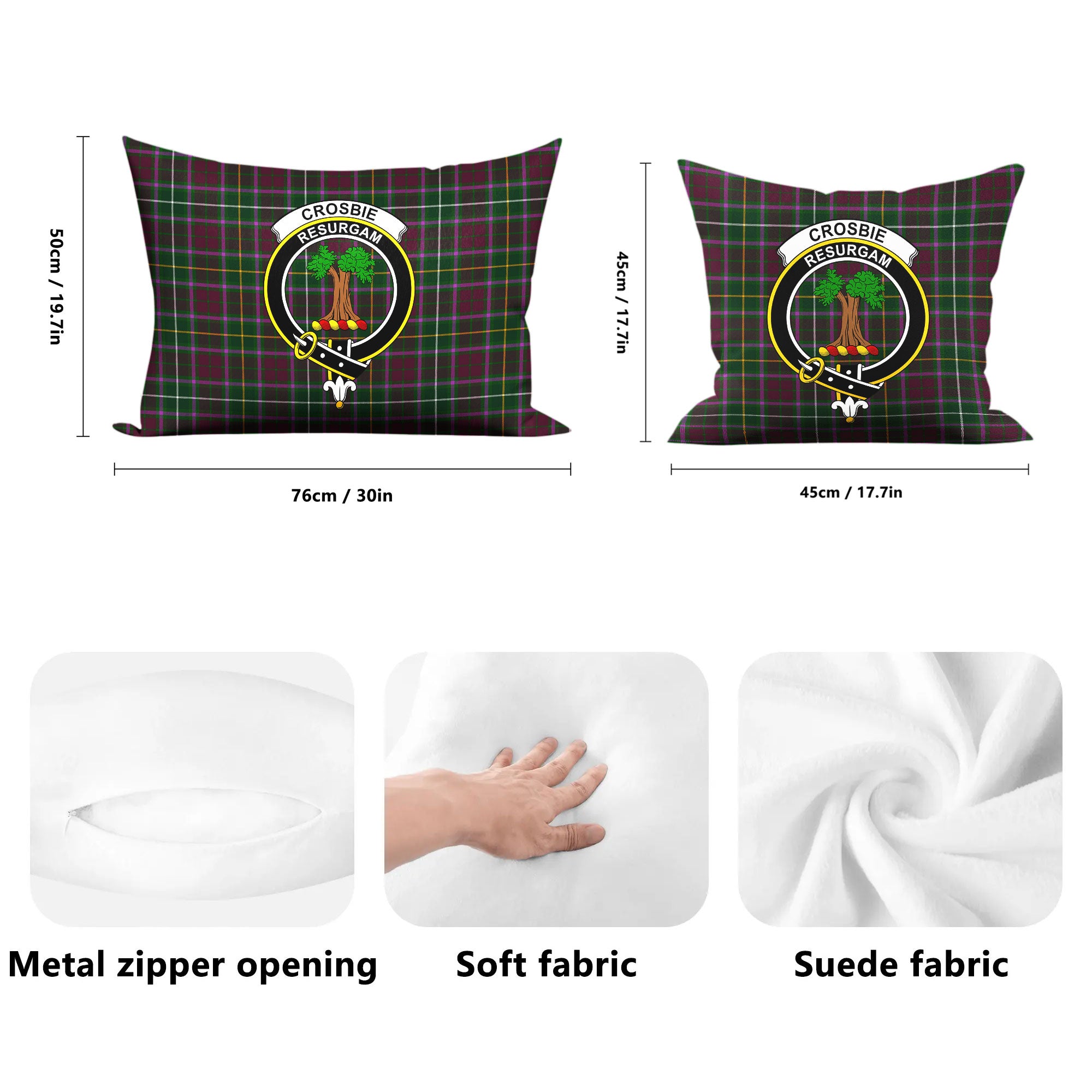 Crosbie Tartan Crest Pillow Cover