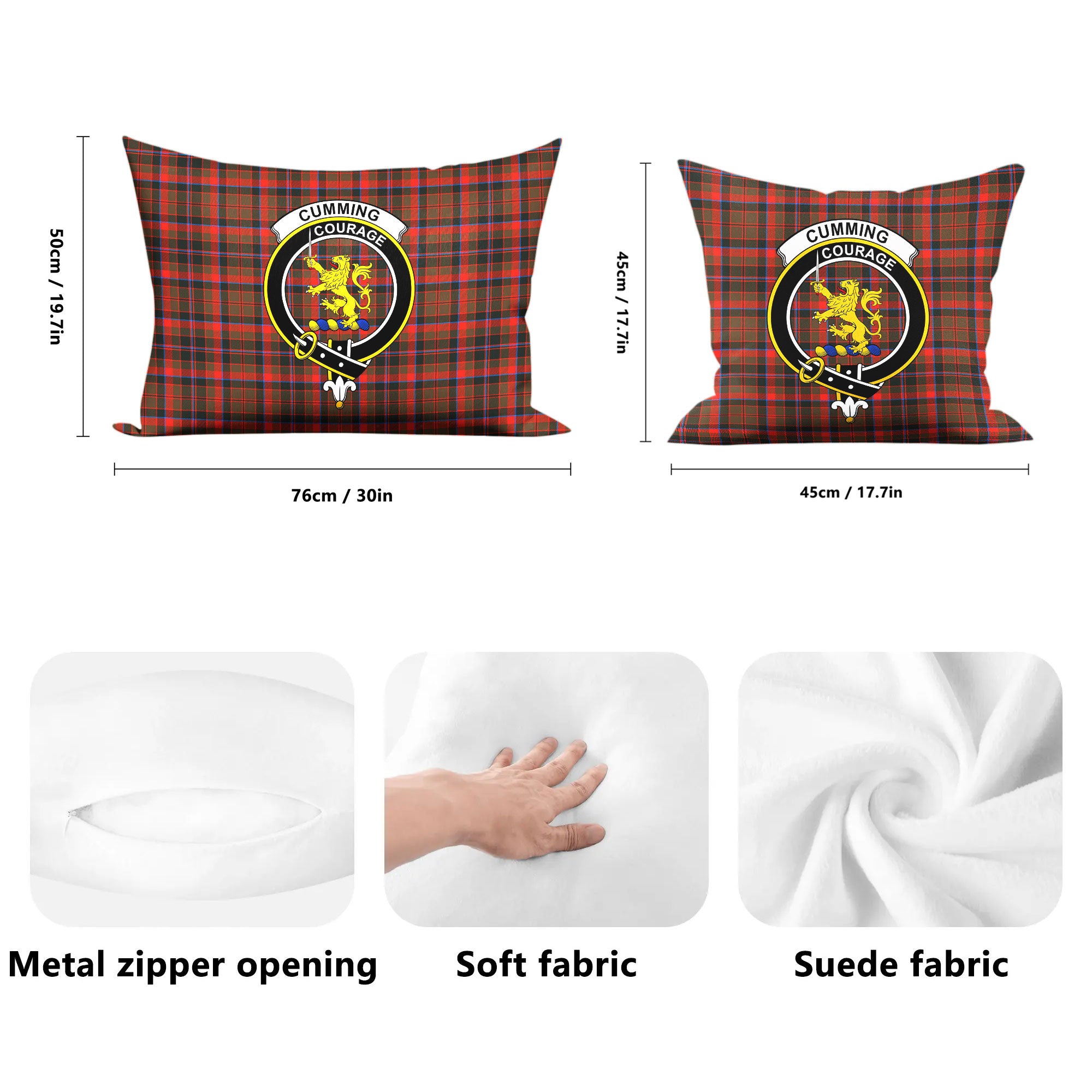 Cumming Hunting Weathered Tartan Crest Pillow Cover