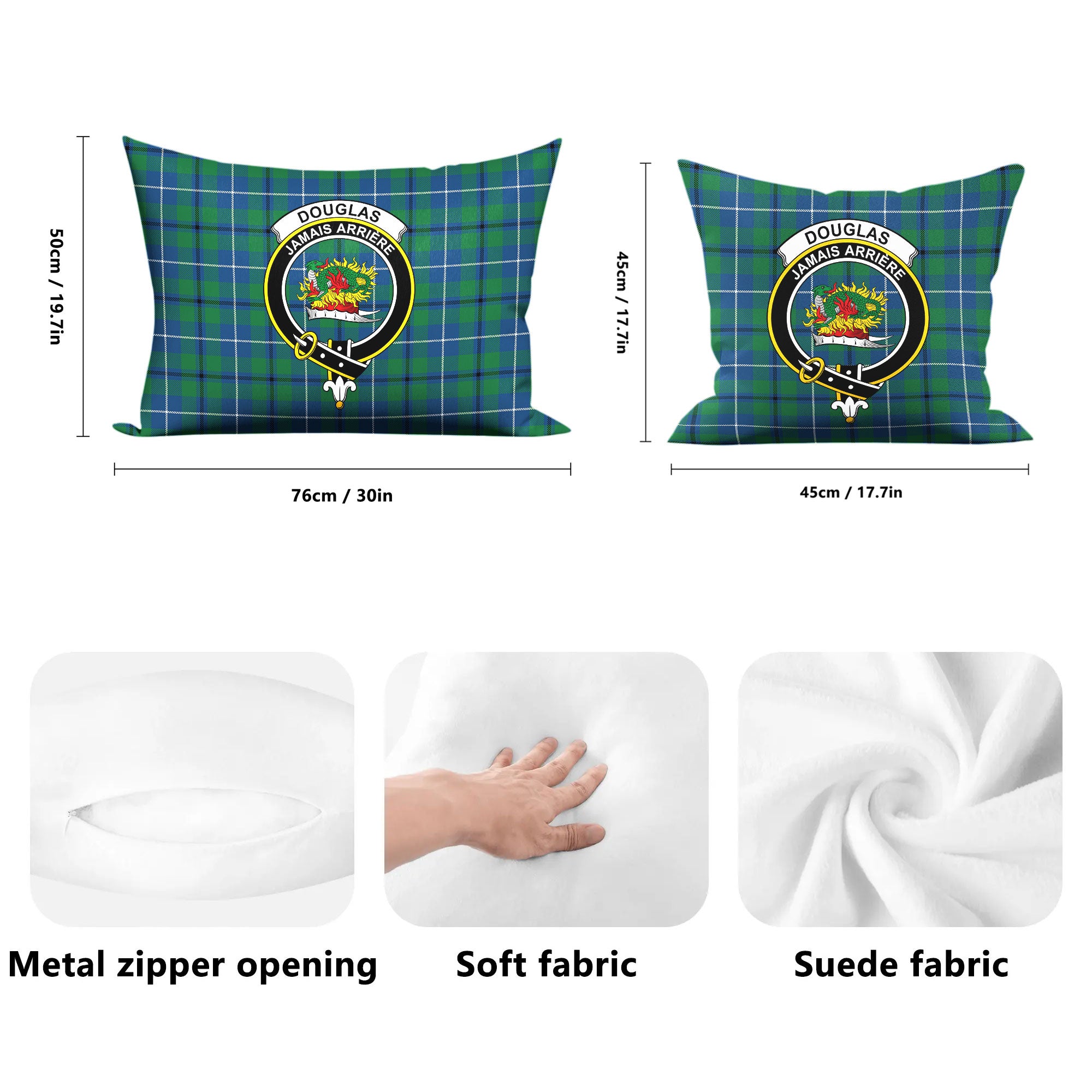 Douglas Ancient Tartan Crest Pillow Cover