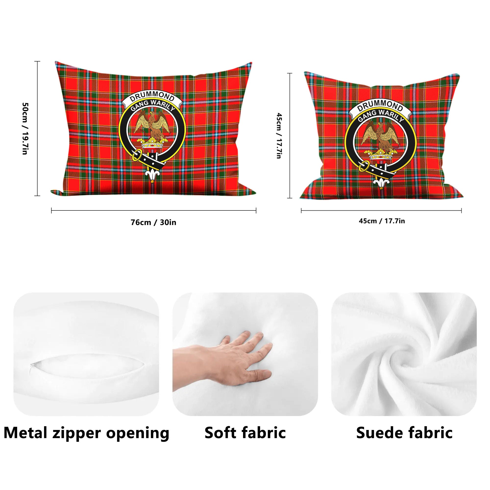 Drummond of Perth Tartan Crest Pillow Cover