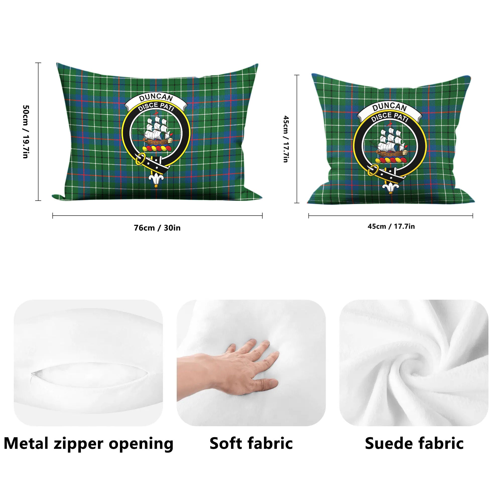 Duncan Ancient Tartan Crest Pillow Cover